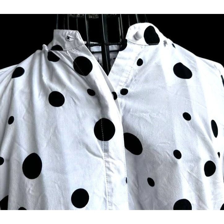 Designer × Vintage Adriano Goldschmied Shirt Sz S White Black Dots Modal Collar Size S / US 4 / IT 40 - 2 Thumbnail