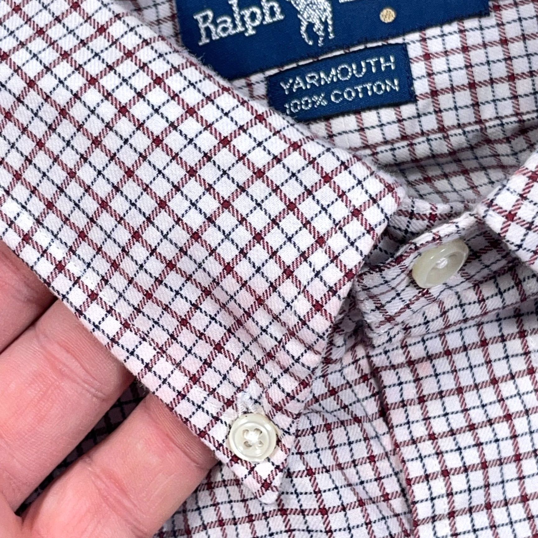 Ralph Lauren Ralph Lauren Shirt Men 16.5 34 Maroon Button Up Tattersall Plaid Blue Pony Large Color Red Classic Dress Shirt Mens Size US XL / EU 56 / 4 - 7 Thumbnail