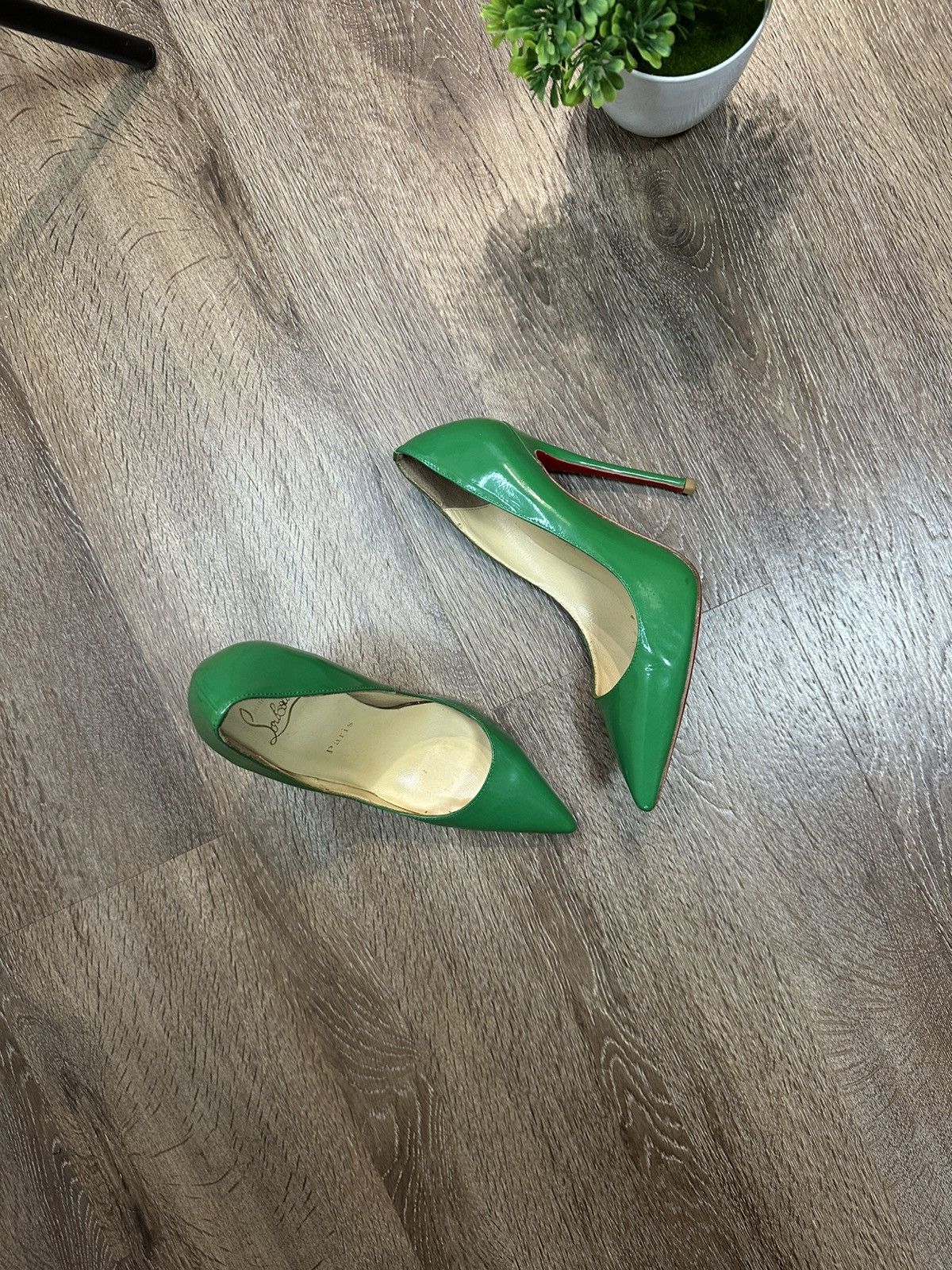 Christian Louboutin Christian Louboutin Green Patent Leather Kate Pumps Size US 6 / IT 36 - 3 Thumbnail