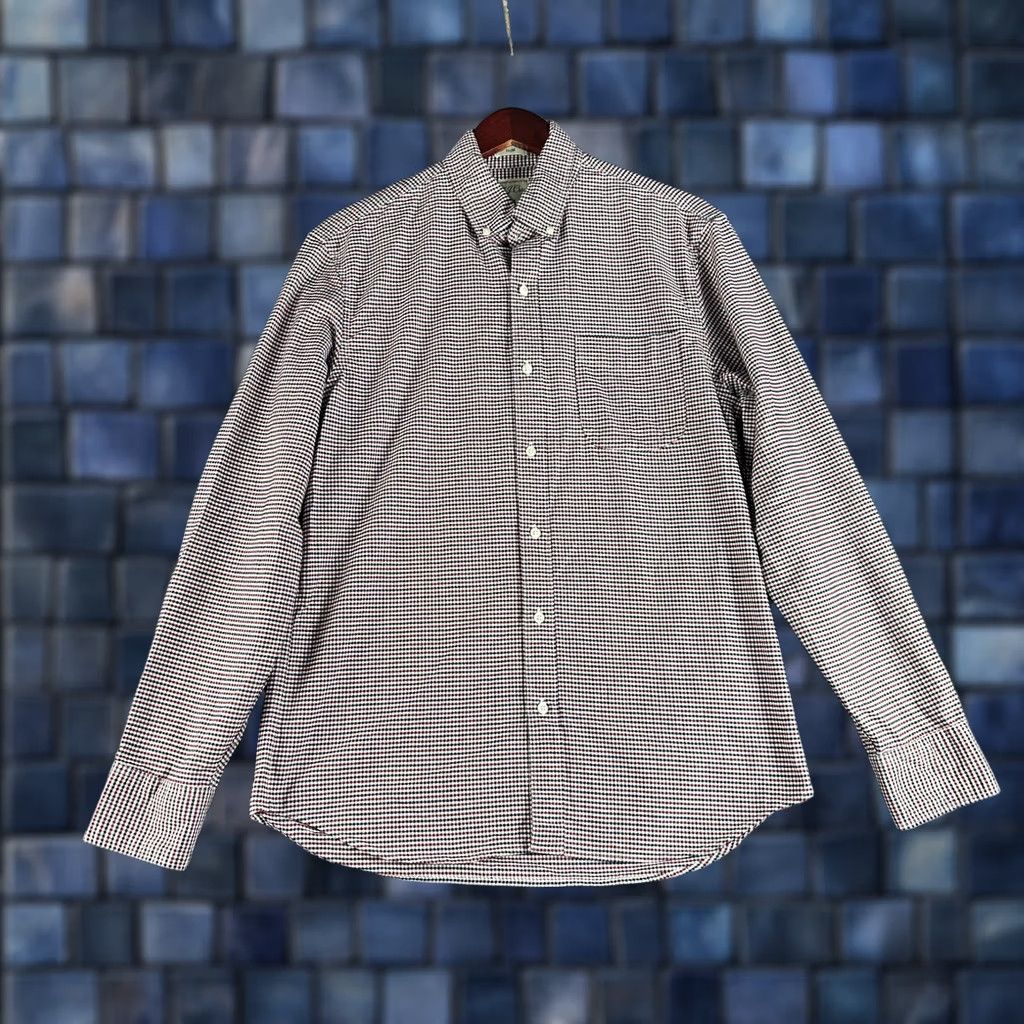 J.Crew J.CREW Shirt Mens M Slim Red White Blue Check Cotton Long Sleeve Button-Down Collar Up Dow Size US M / EU 48-50 / 2 - 1 Thumbnail