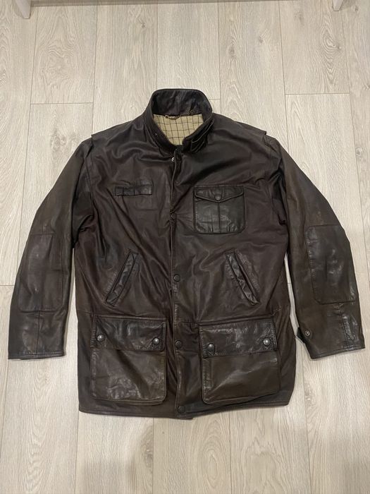 Barbour bushman leather best sale jacket