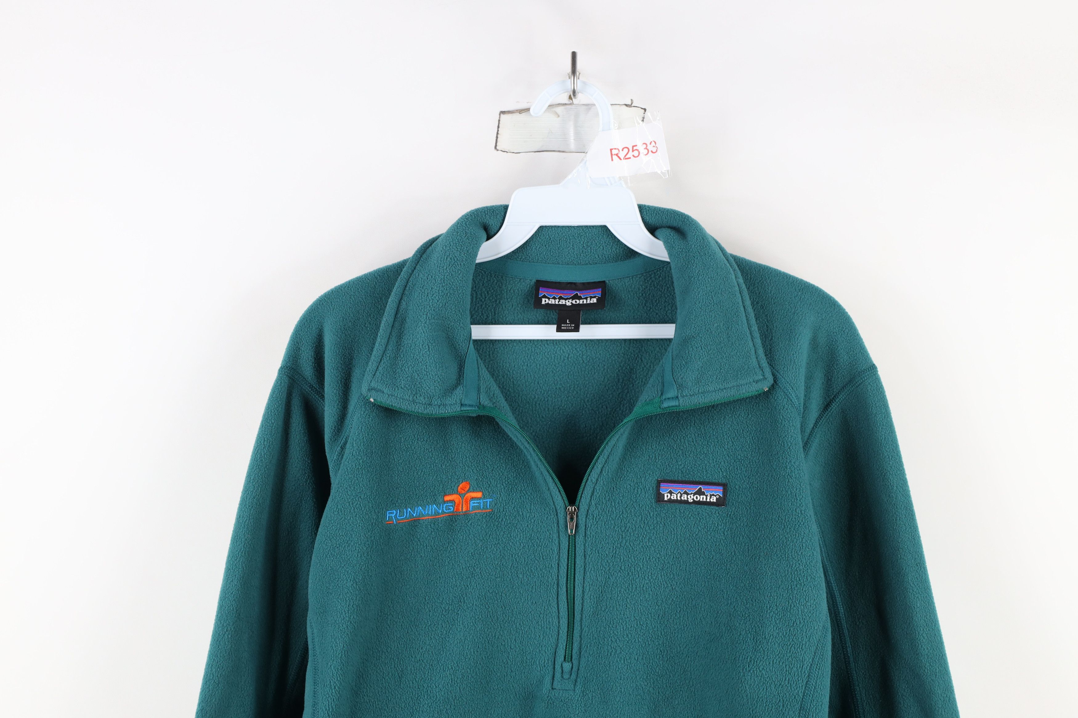 Patagonia × Vintage Patagonia Micro D 1/4 Zip Fleece Pullover Sweater Green Size L / US 10 / IT 46 - 2 Thumbnail