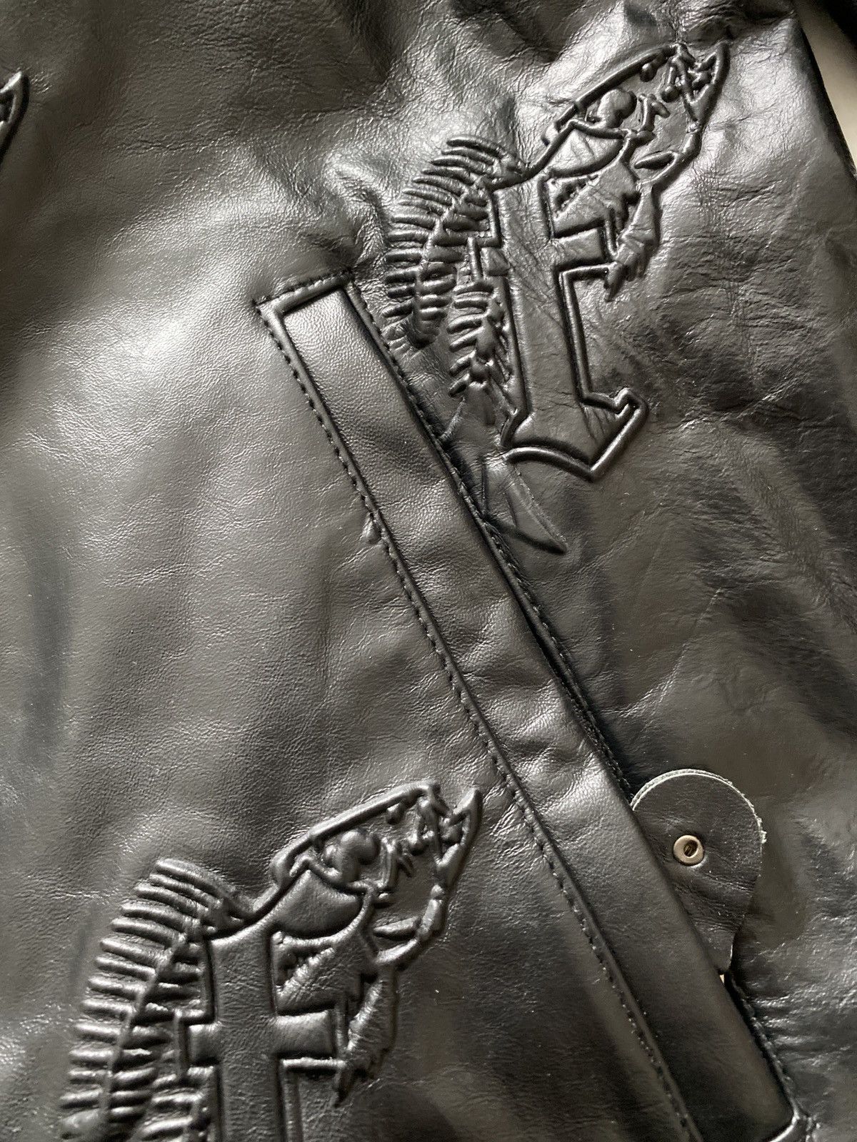 Other Fishing for Scale by Kobe Fisher - Logo Leather Jacket Size US L / EU 52-54 / 3 - 3 Thumbnail