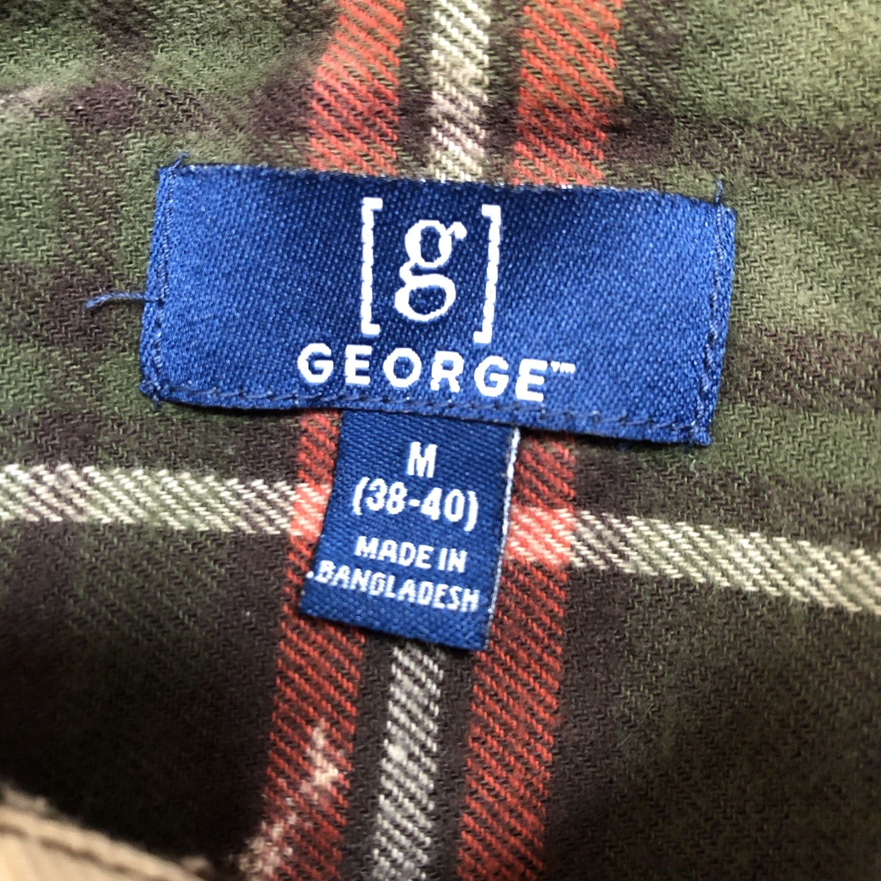 George George Shirt Mens Medium Green Flannel Plaid California Flag Tie Dye Acid Wash Button-Up Size US M / EU 48-50 / 2 - 6 Thumbnail