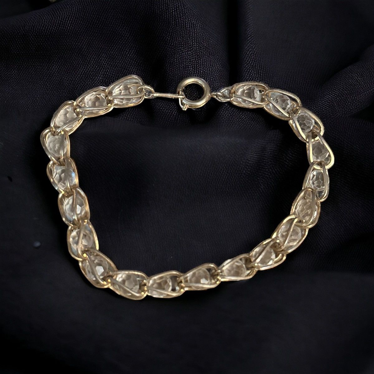 Vintage Vintage gold tone caged crystal bracelet Size ONE SIZE - 1 Thumbnail