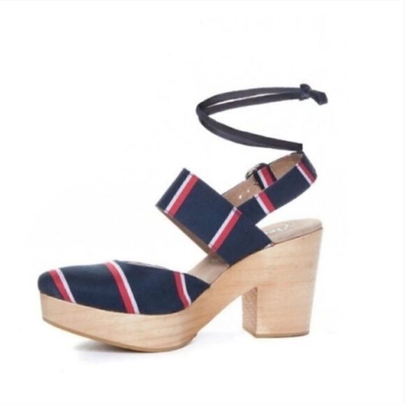 Free People Free People Monaco Boho navy striped wrap clog 39/9 Size US 9 / IT 39 - 3 Thumbnail