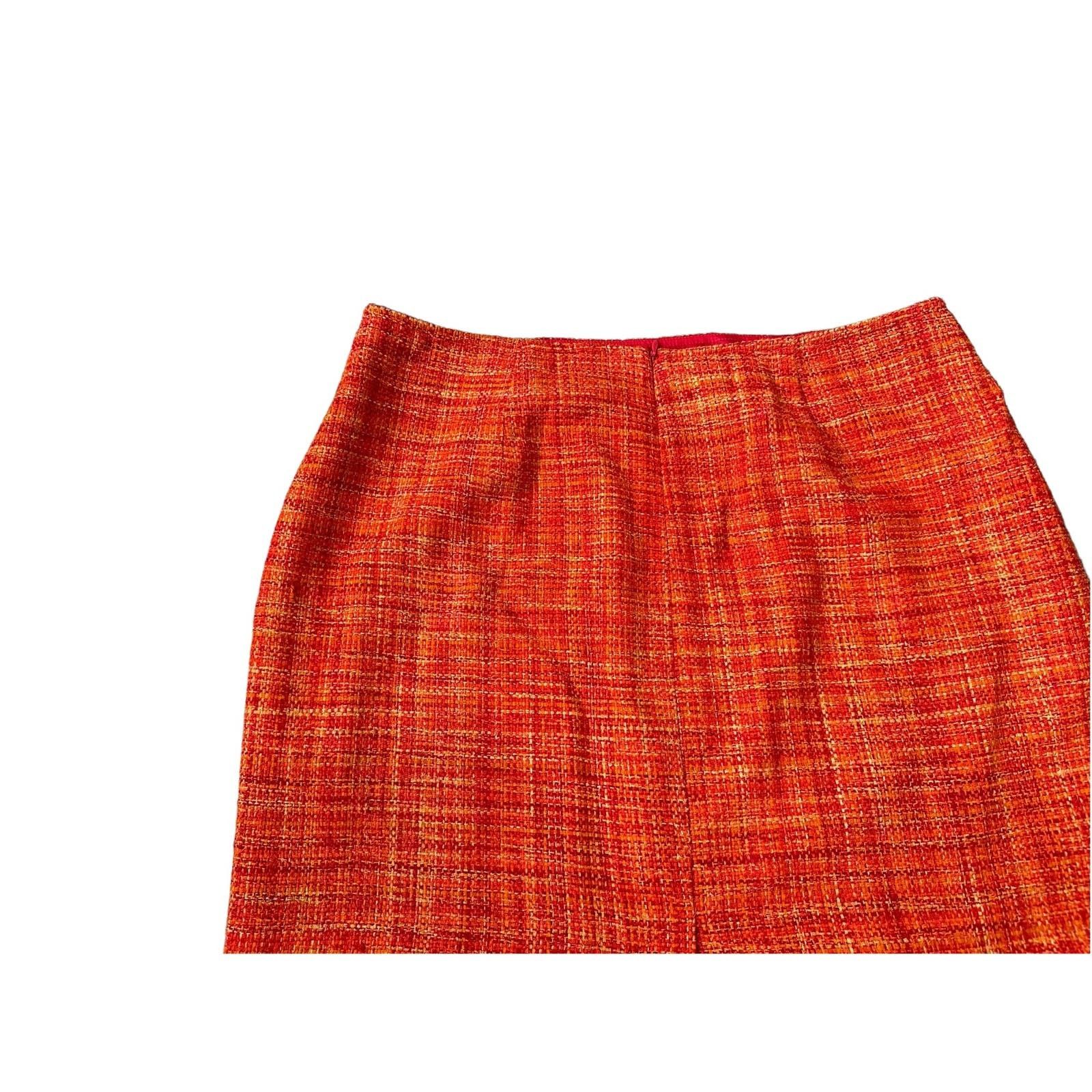 Other Josephine Chaus Medium Orange Tweed-Style Skirt Size 30" / US 8 / IT 44 - 13 Thumbnail