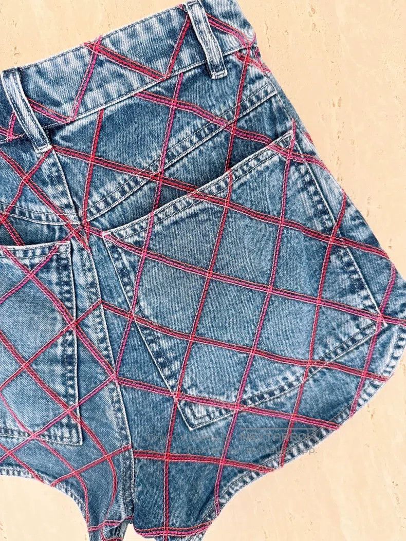 Chanel Chanel Pink diamond check denim shorts Size 42" / US 20 - 7 Thumbnail
