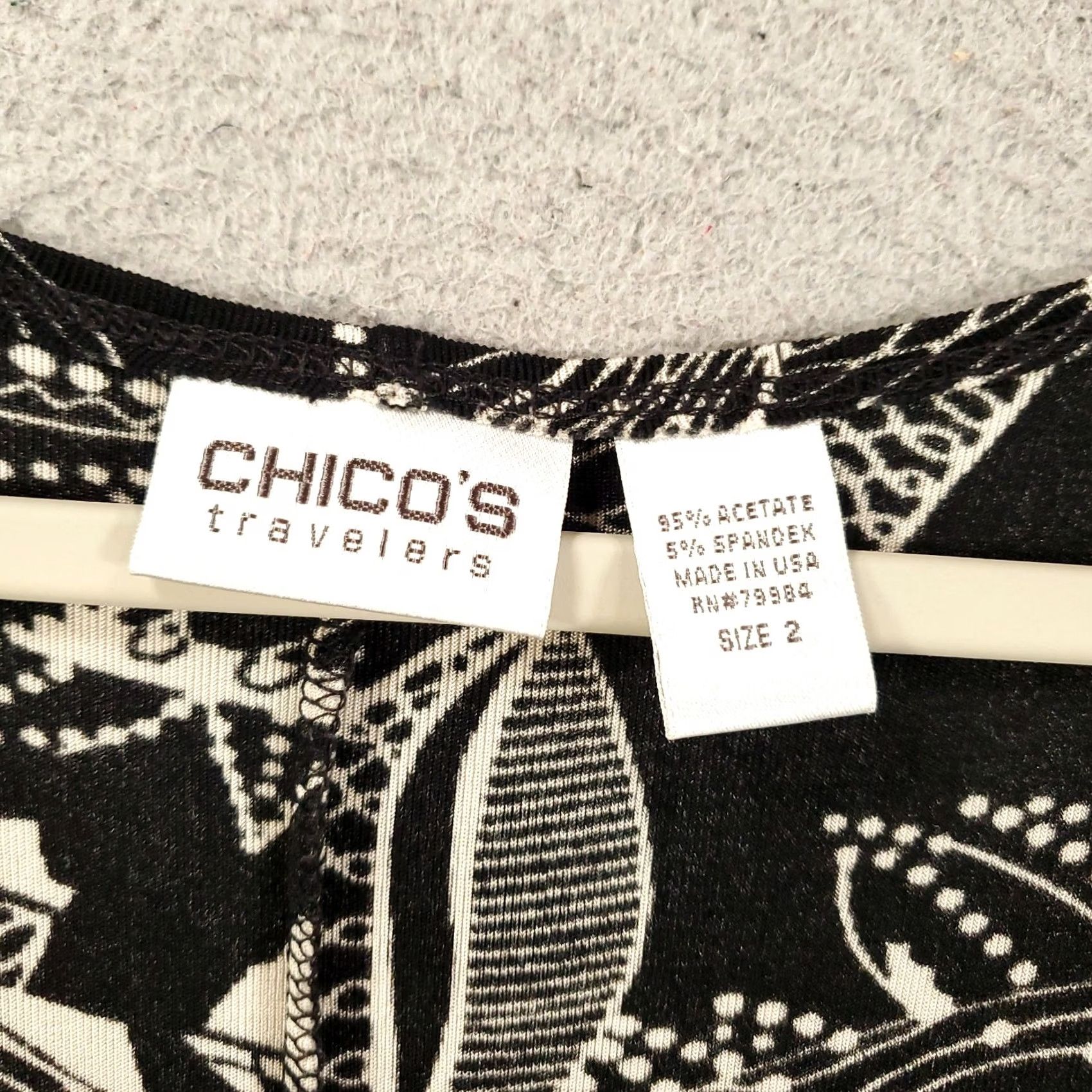 Vintage Chicos Travelers Dress Womens Large Black White Floral Sleeveless 2 Tank Dress Size L / US 10 / IT 46 - 5 Thumbnail
