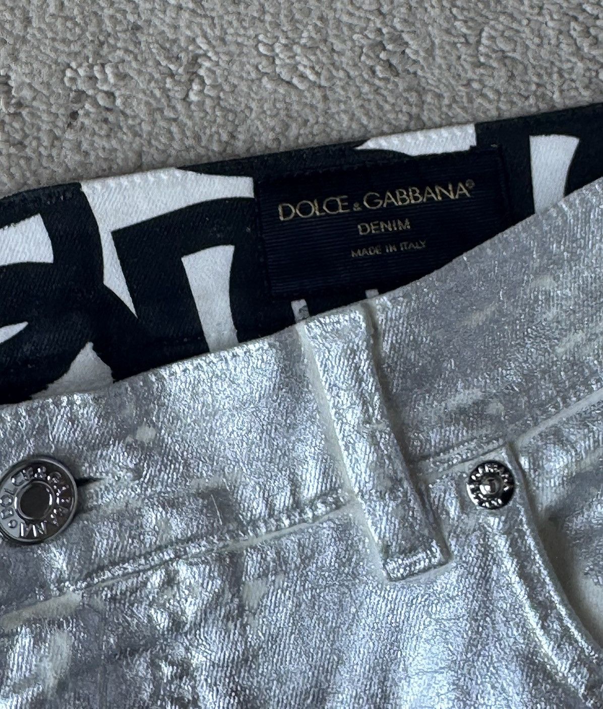 Dolce & Gabbana Dolce & Gabbana Silver Metallic Runway Straight Cut Pants Size US 34 / EU 50 - 7 Thumbnail