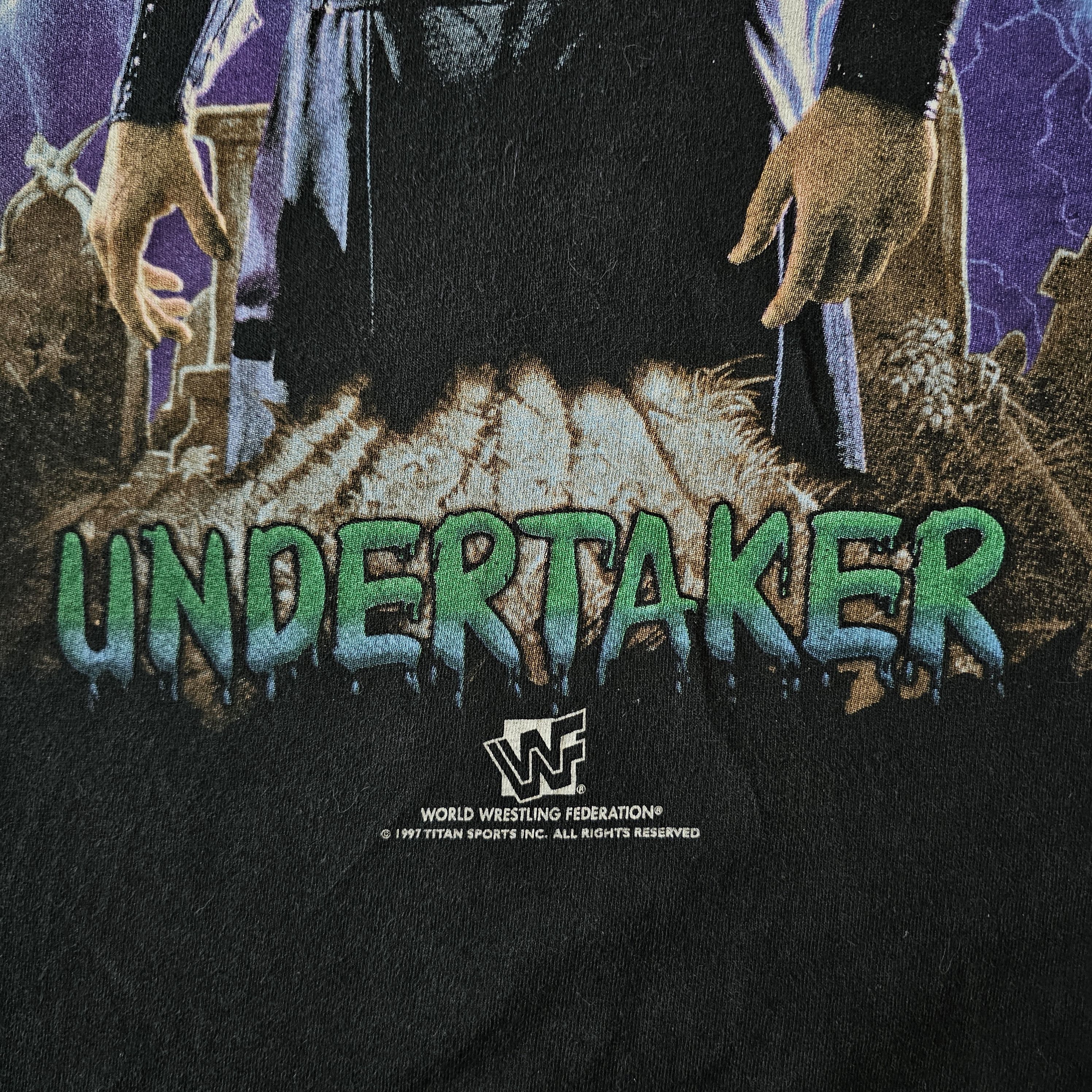 WWE × WWF Vintage 1997 WWF The Undertaker wrestling tee shirt Size US L / EU 52-54 / 3 - 3 Thumbnail