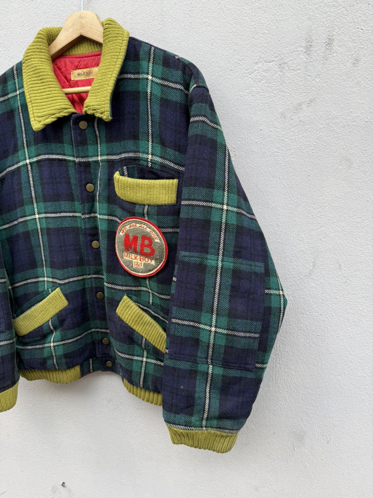 Seditionaries VTG 80s-90s MILKBOY Plaid Boxy Wool Quilted Bomber Jacket Size US L / EU 52-54 / 3 - 3 Thumbnail