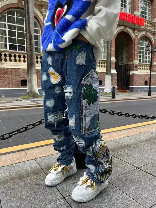 Jean Y2K Harajuku Patch Grunge Hip Hop Jeans Trousers Size US 28 / EU 44 - 3 Thumbnail