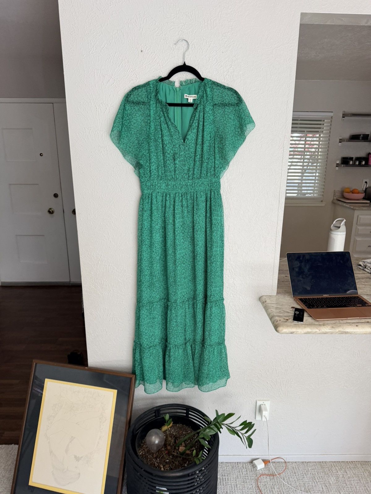 Whistles Whistles Green Sketched Floral Frill tiered Dress 4 Size S / US 4 / IT 40 - 9 Thumbnail