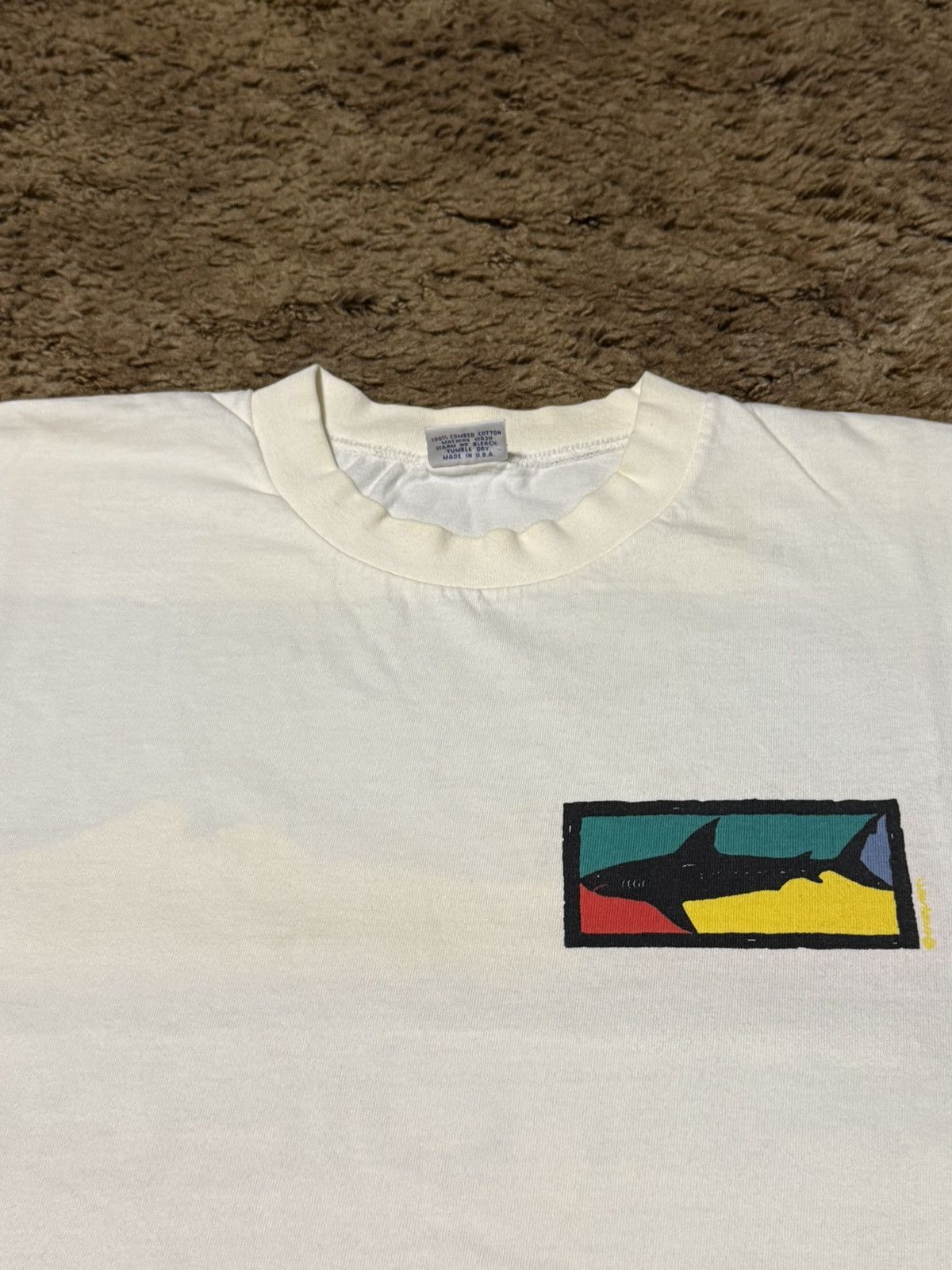Vintage 90s Crazy Shirt San Diego Shark Art T-Shirt Tee White Large Size US L / EU 52-54 / 3 - 4 Thumbnail