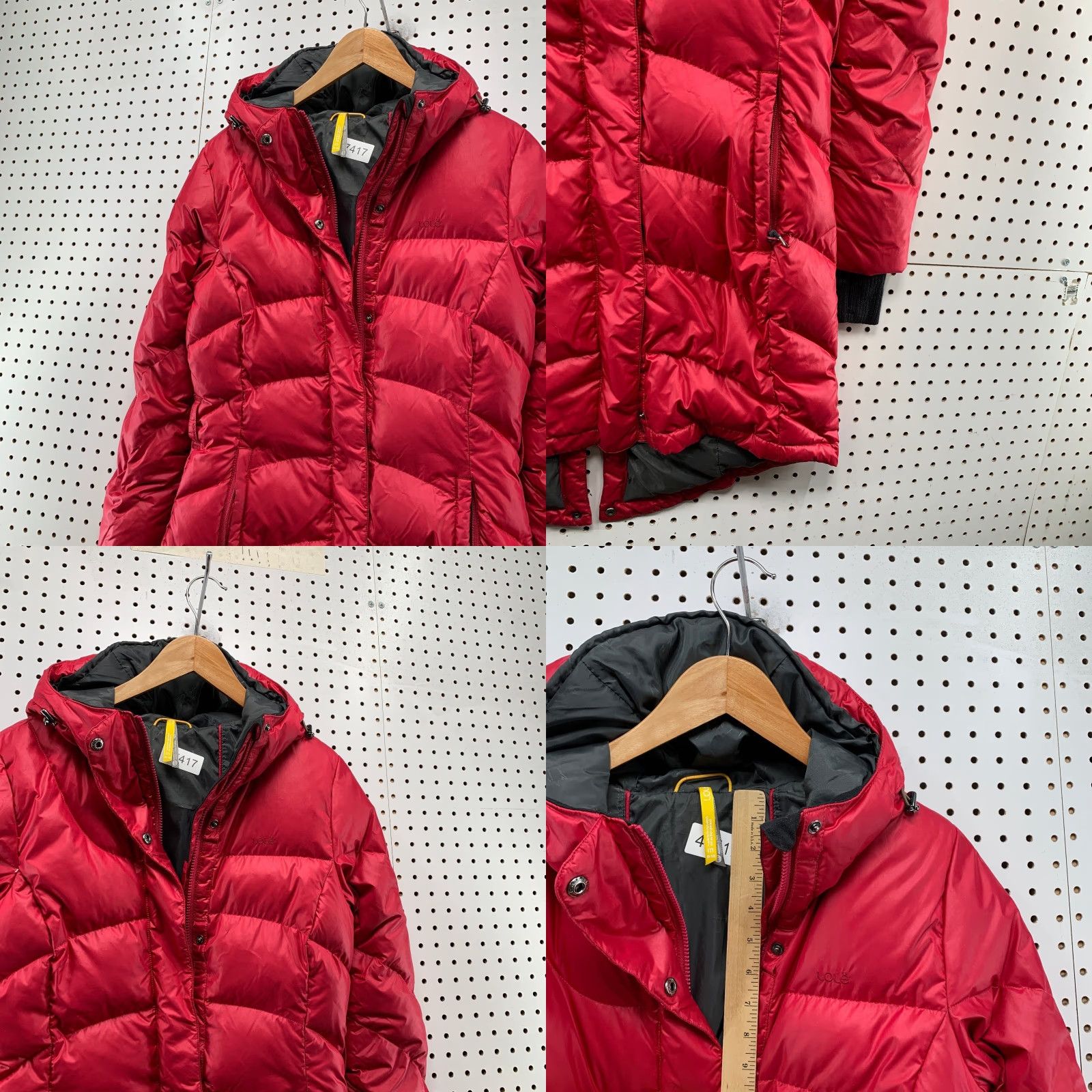Vintage Lole Down Puffer Coat Womens M Red Quilted Long Hooded Parka Jacket Size M / US 6-8 / IT 42-44 - 9 Thumbnail