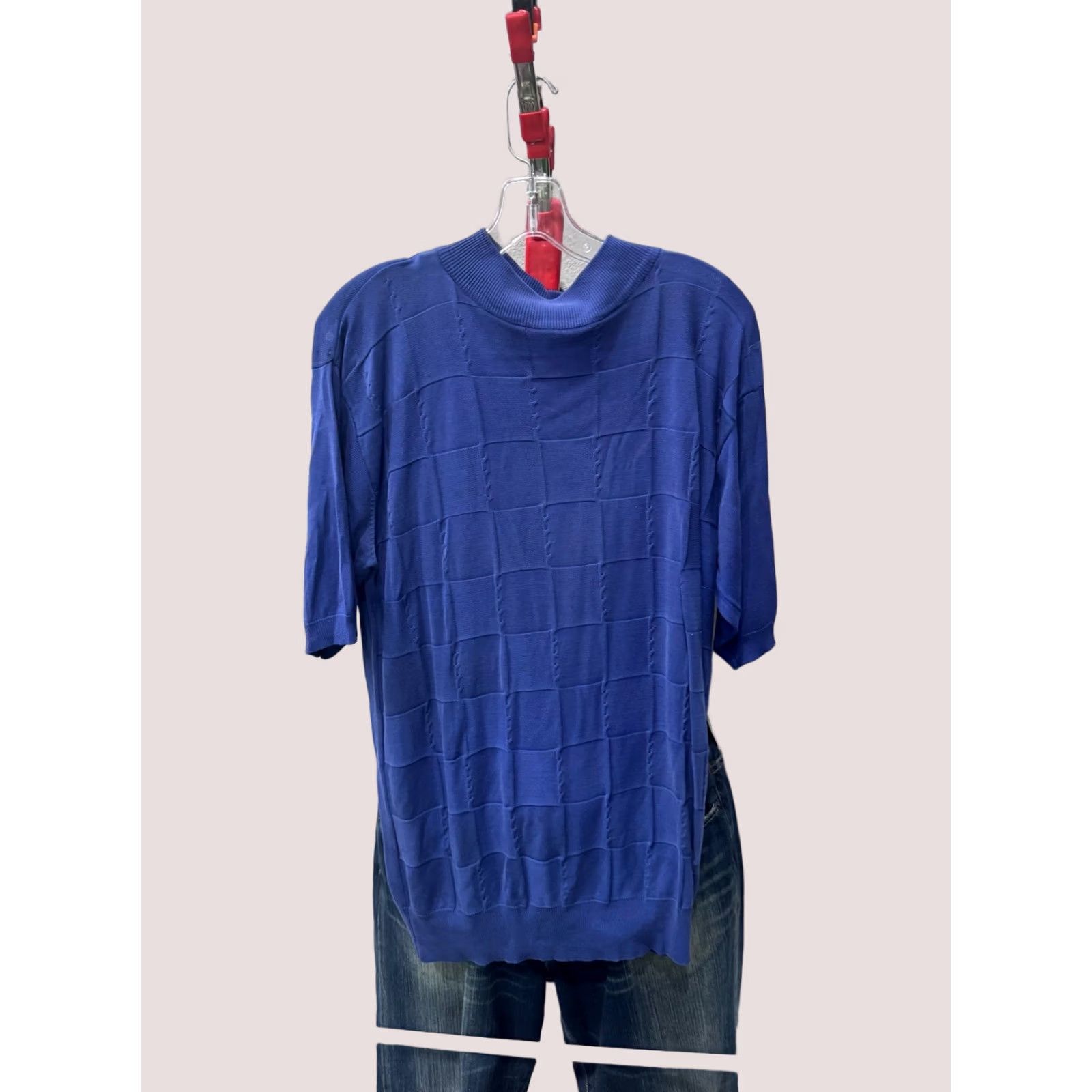 Vintage Silk King 100% Silk Blue Knit Mock SWEATER Shirt 3XL XXXL Size US XXL / EU 58 / 5 - 1 Thumbnail