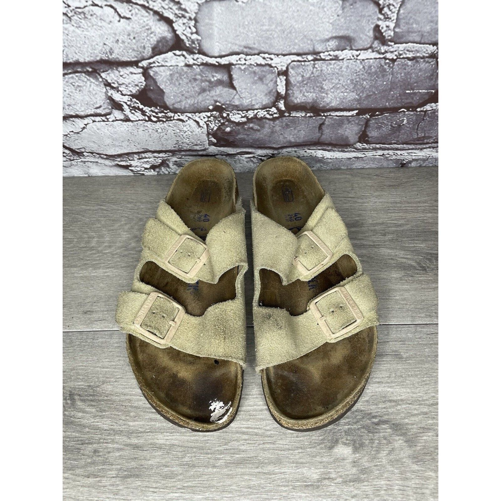 Birkenstock Birkenstock Arizona SOFT FOOTBED Beige Suede Leather Sandals Size US 10 / IT 40 - 20 Thumbnail
