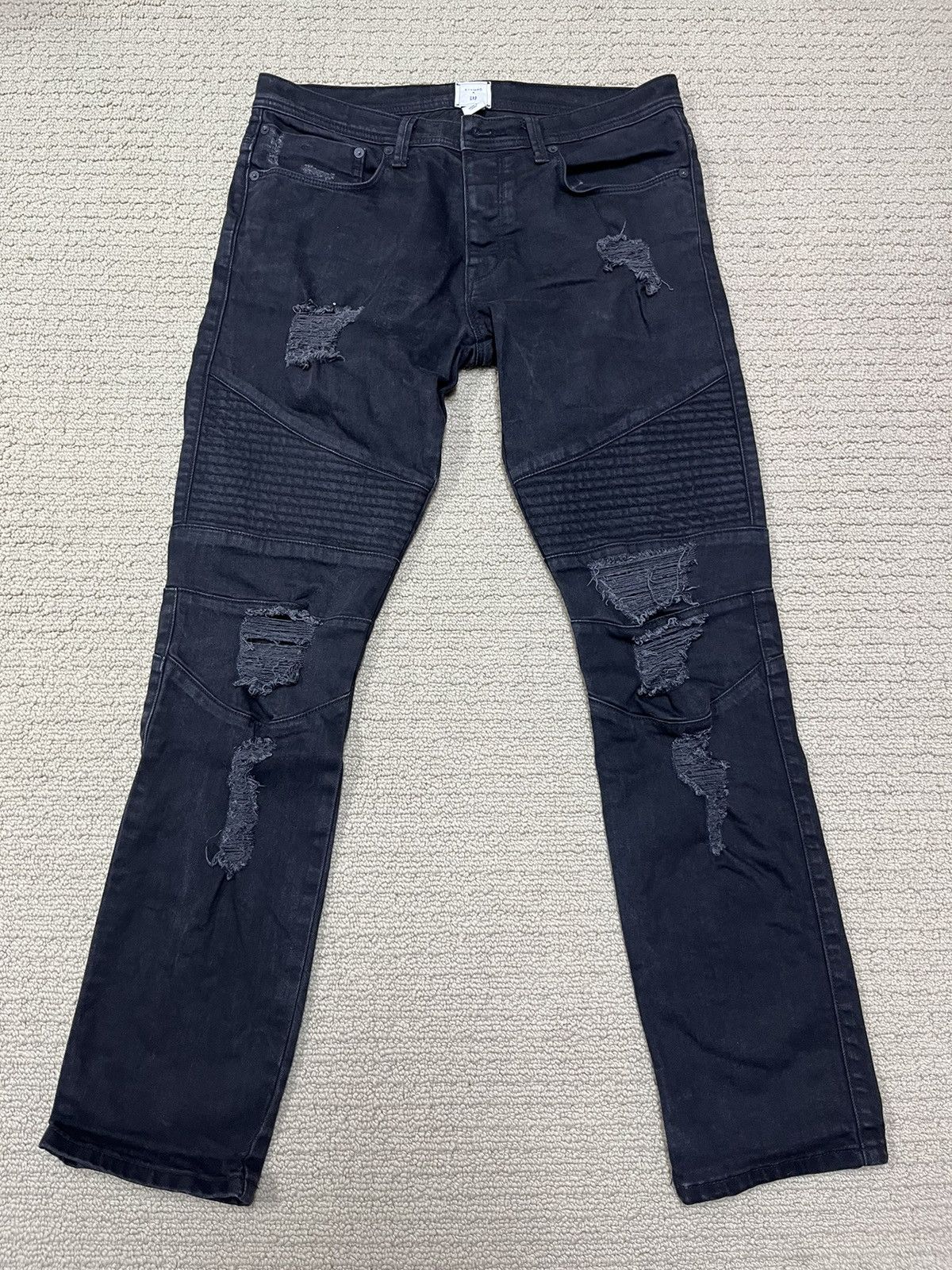 Gap Stampd x Gap x GQ Distressed Moto Denim Jeans 32 x 30 | Grailed