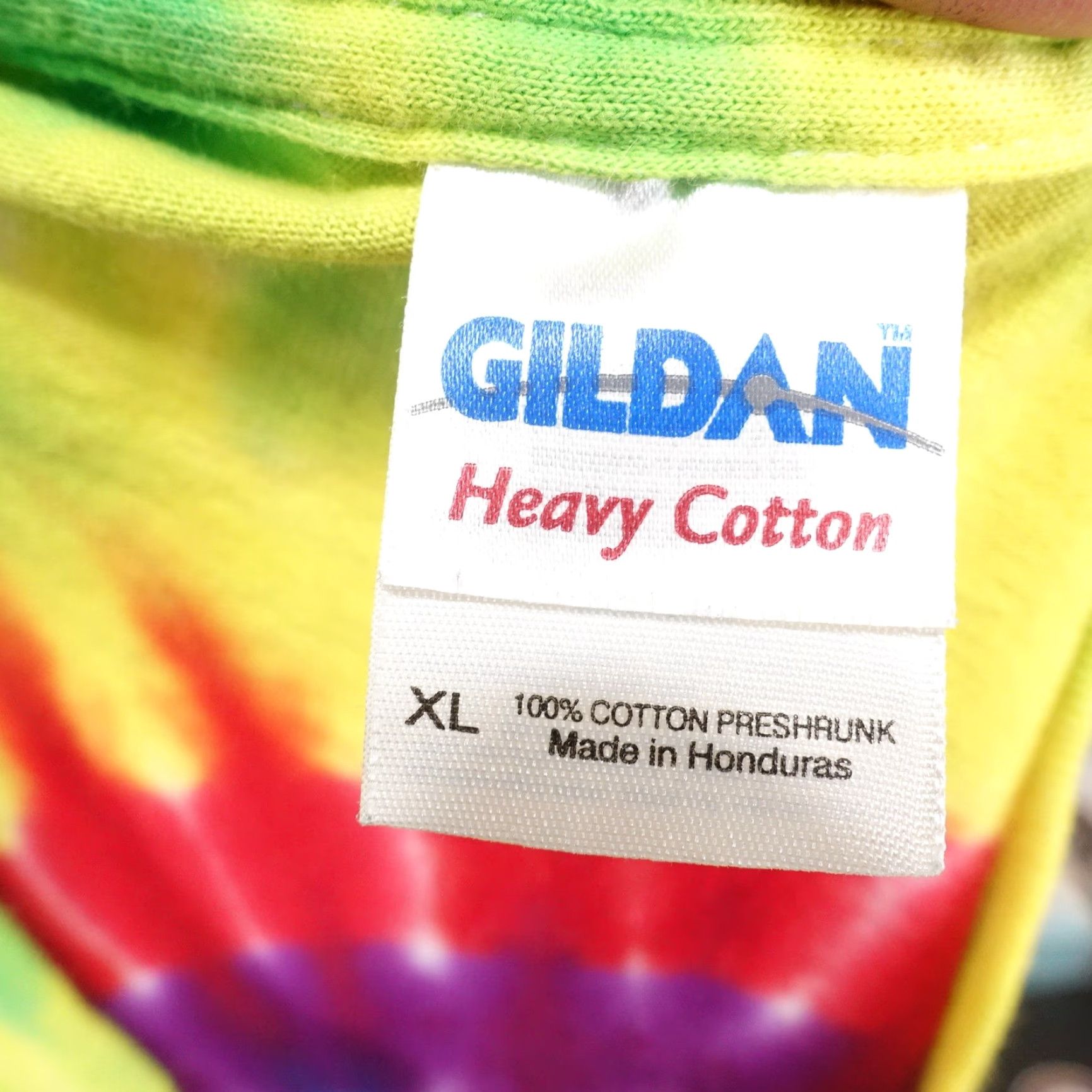 Gildan VINTAGE Gildan T-Shirt Men XL Rainbow Tie Dye Love Peace Chicken Grease Retro Graphic Tee Size US XL / EU 56 / 4 - 7 Thumbnail