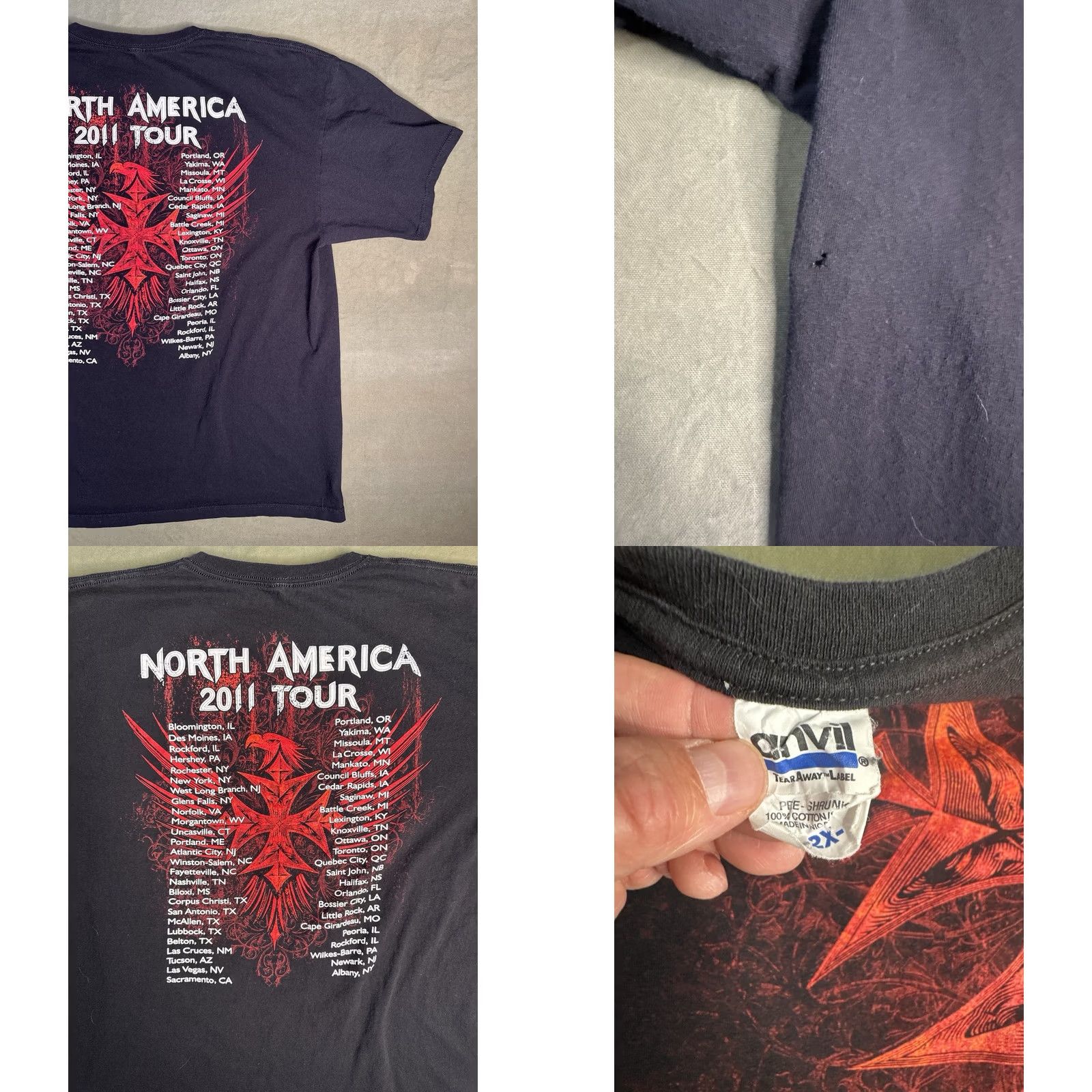 Anvil Sevendust 2011 North America Tour Tee Band Black 2XL Short Sleeve Crew Neck T-Shirt Mens Size US XXL / EU 58 / 5 - 8 Thumbnail