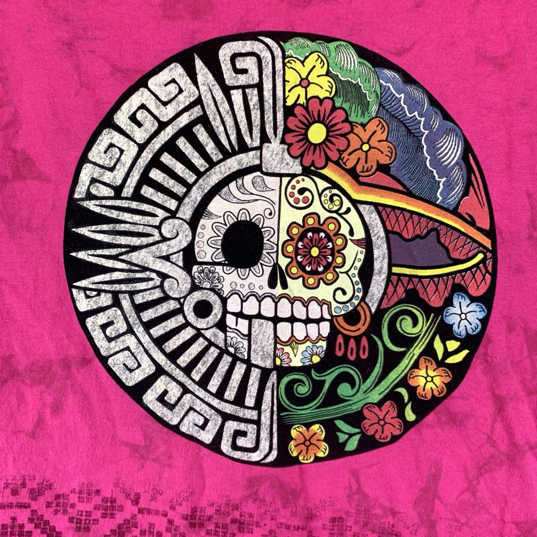 Sugar WOMEN'S PICTORAIA SUGAR SKULL ART T-SHIRT LARGE MAGENTA COLORFUL COTTON GRAPHIC AZTEC BOHEMIAN Size L / US 10 / IT 46 - 2 Thumbnail