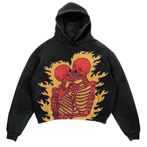 VIBE Vintage Streetwear Skeleton Graphic Hoodie Punk Gothic Style Size US L / EU 52-54 / 3 - 6 Thumbnail