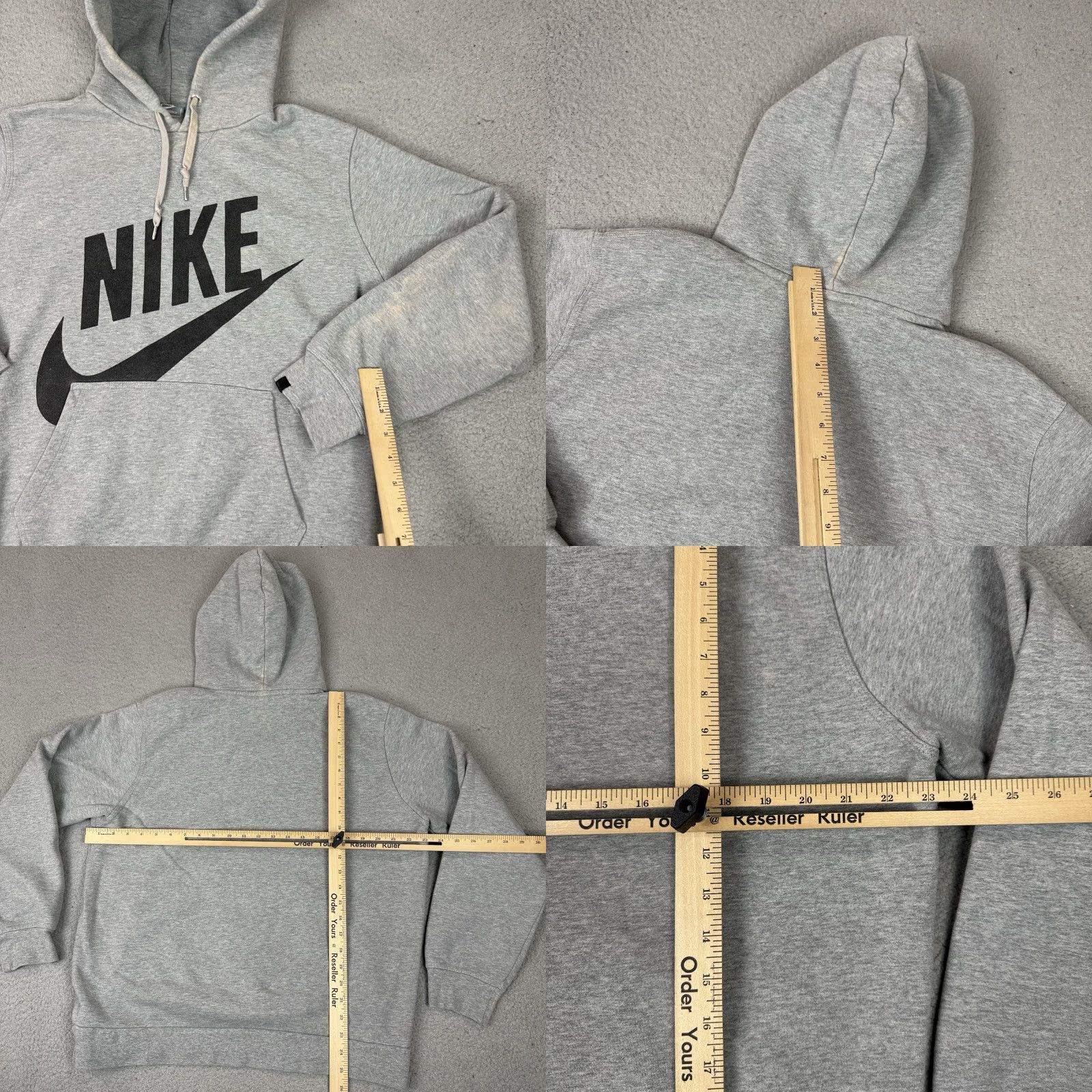 Nike VINTAGE Nike Sweater Mens XL Gray Big Swoosh Outdoors Hoodie Sweatshirt Distressed Faded Size US XL / EU 56 / 4 - 8 Thumbnail