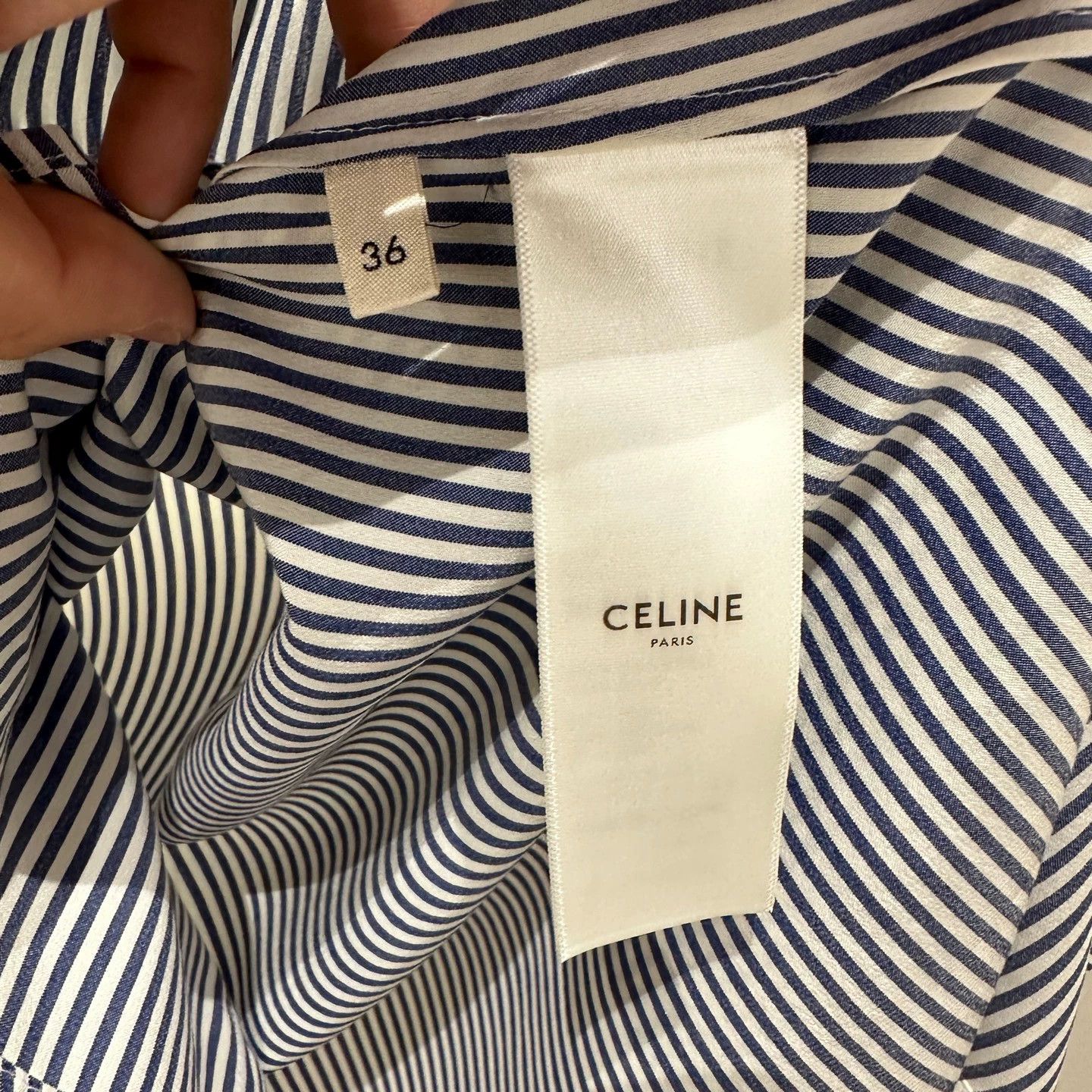 Celine Celine apr66 vert stripe bow-collar silk shirt 36 Size XS / US 0-2 / IT 36-38 - 4 Thumbnail
