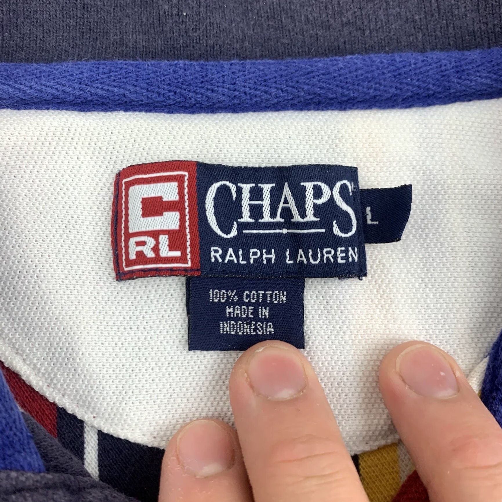 Chaps VINTAGE Ralph Lauren Chaps Polo Shirt Men Large Red Striped Collared Short Sleeve Preppy 90s Size US L / EU 52-54 / 3 - 3 Thumbnail