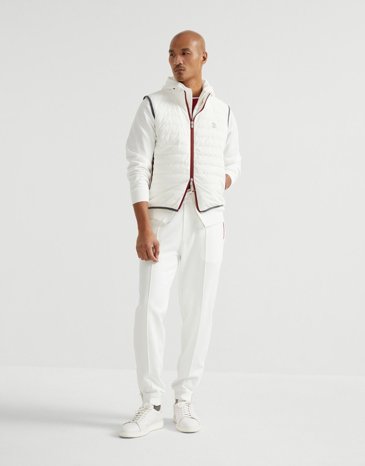 Brunello Cucinelli o1la1rc1a0326 Techno Cotton Zip-Up Hoodie in White Size US S / EU 44-46 / 1 - 2 Thumbnail