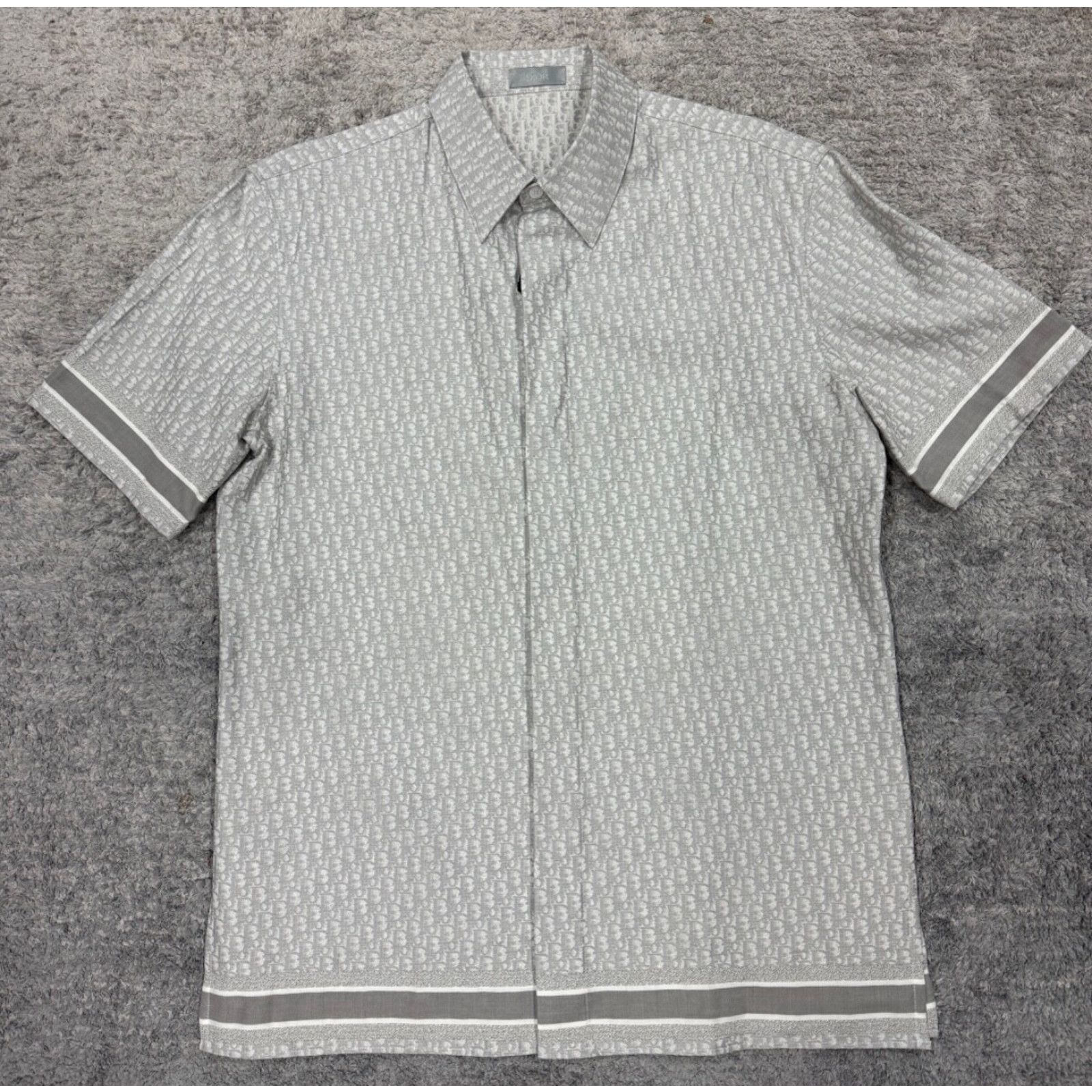 Dior Dior Oblique Grey Logo Cotton Jacquard Short Sleeve Size US M / EU 48-50 / 2 - 3 Thumbnail