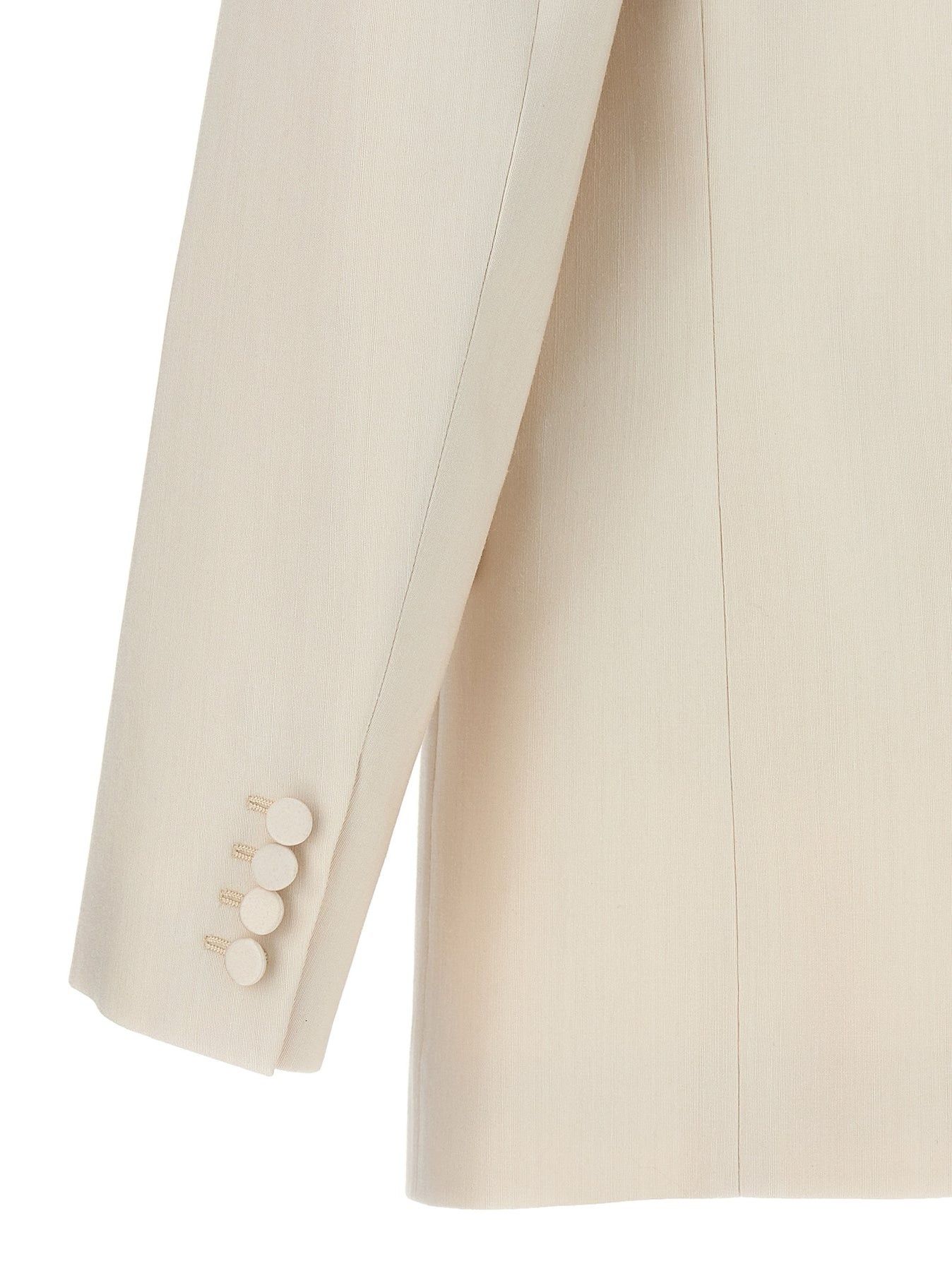 Saint Laurent Paris o1bcso1str0125 Tuxedo Jacket In Silk Twill in Beige Size US S / EU 44-46 / 1 - 4 Thumbnail