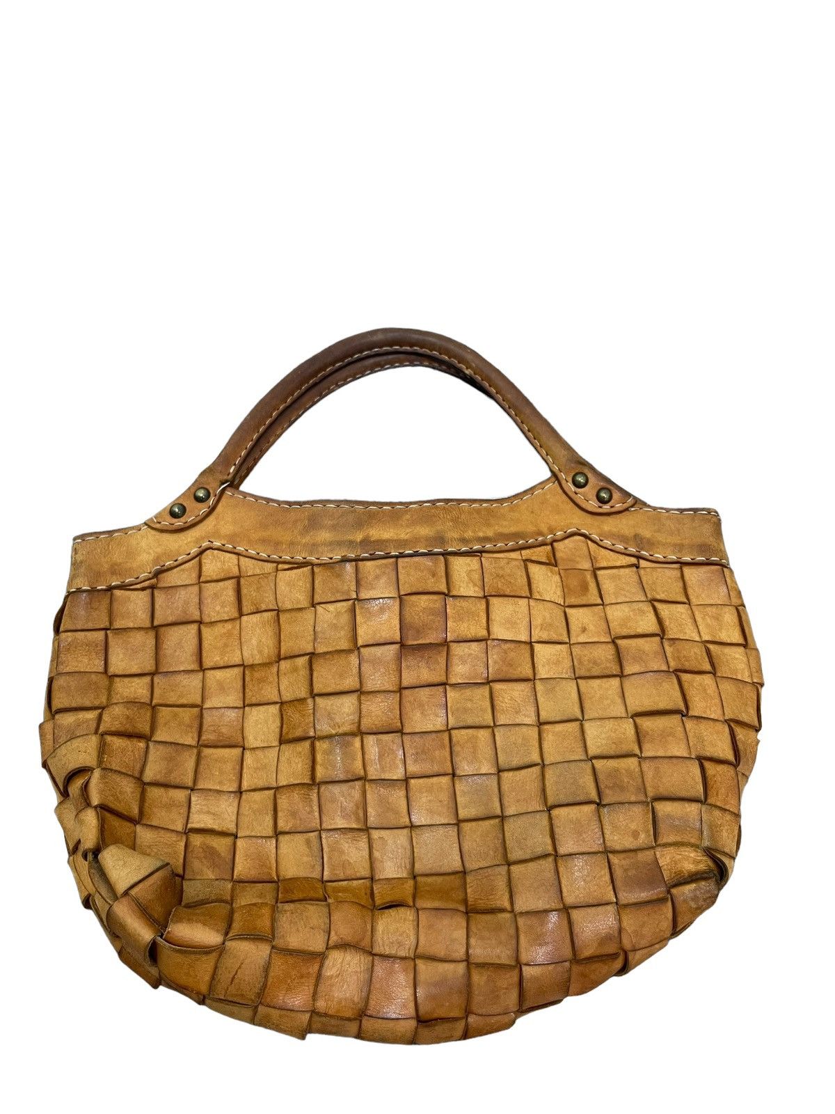 Japanese Brand Full Leather Vtg Robita Japan Intrecciato Weave Tote Bag 1🟩 Size ONE SIZE - 6 Thumbnail