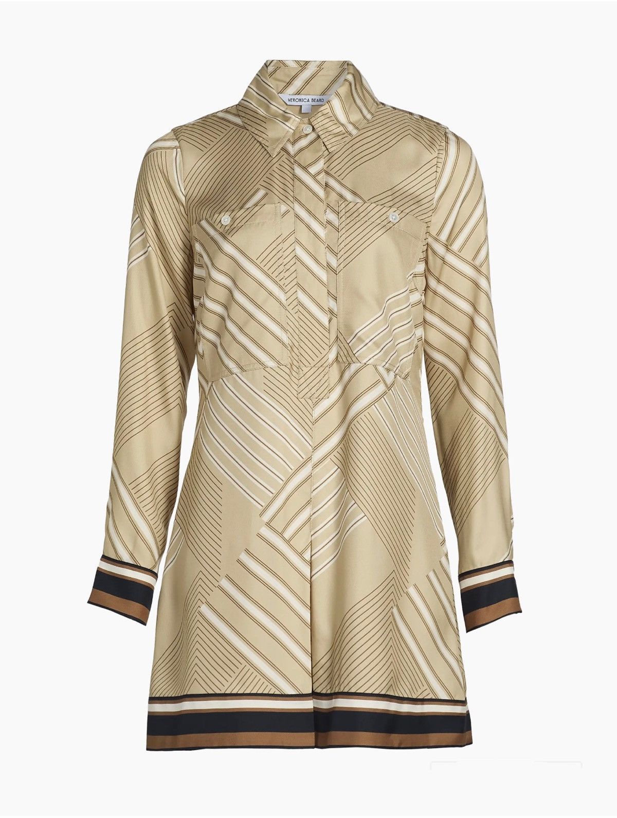 Veronica Beard Veronica Beard Pryce Striped Silk-Blend Shirtdress size 10 Size L / US 10 / IT 46 - 4 Thumbnail