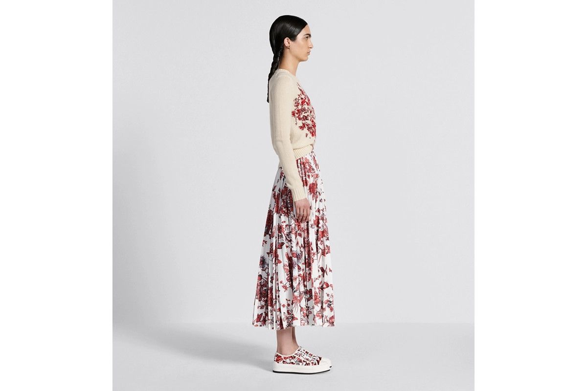 Dior o1bcso1str0225 Mid-Length Pleated Skirt in White/Red Size 30" / US 8 / IT 44 - 5 Thumbnail