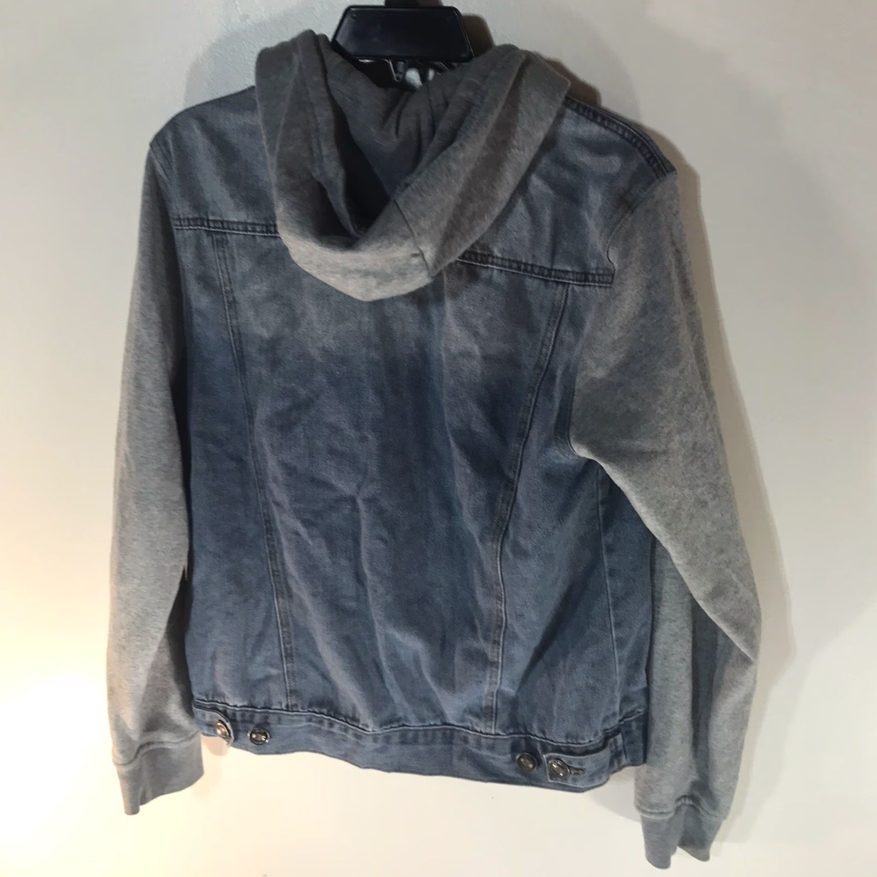 Vintage Rue 21 Jacket Shirt Womens Denim Button-Up Hoodie Jacket S Blue/Gray 2010s Relaxed Fit Womens Size S Size S / US 4 / IT 40 - 2 Thumbnail
