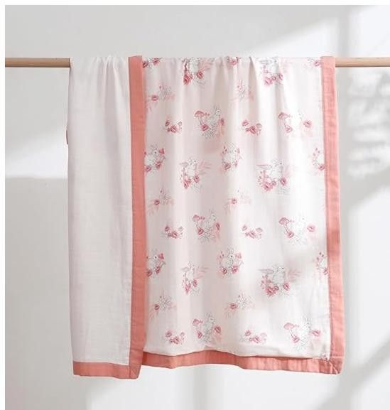 NBDN Nobrandedon Muslin Baby Blanket, 4-Layer Muslin Cotton Swaddle 47 x 47 Size ONE SIZE - 2 Thumbnail