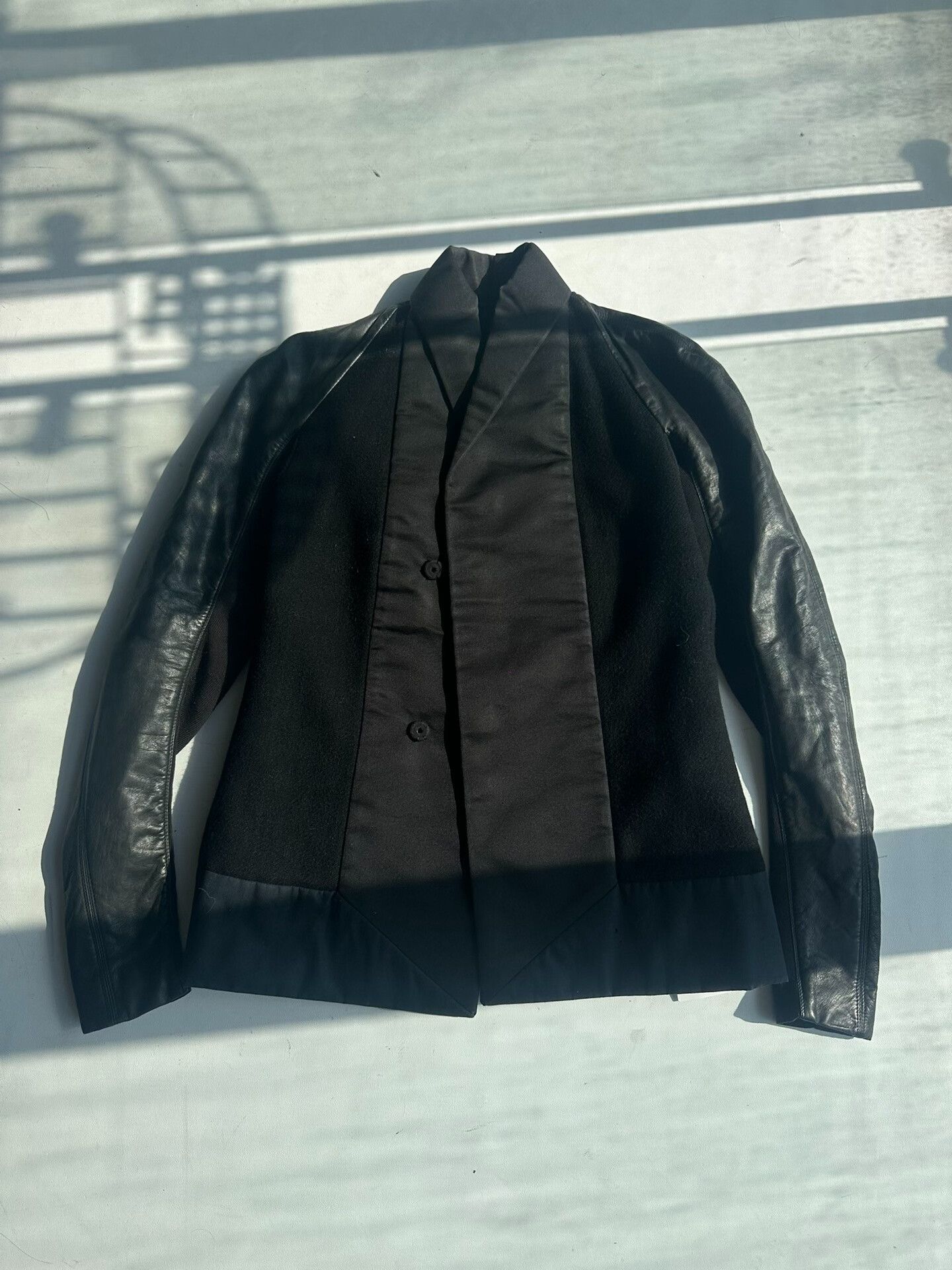 Rick Owens Rick Owens Wool and Leather Jacket Size US XXS / EU 40 - 1 Thumbnail