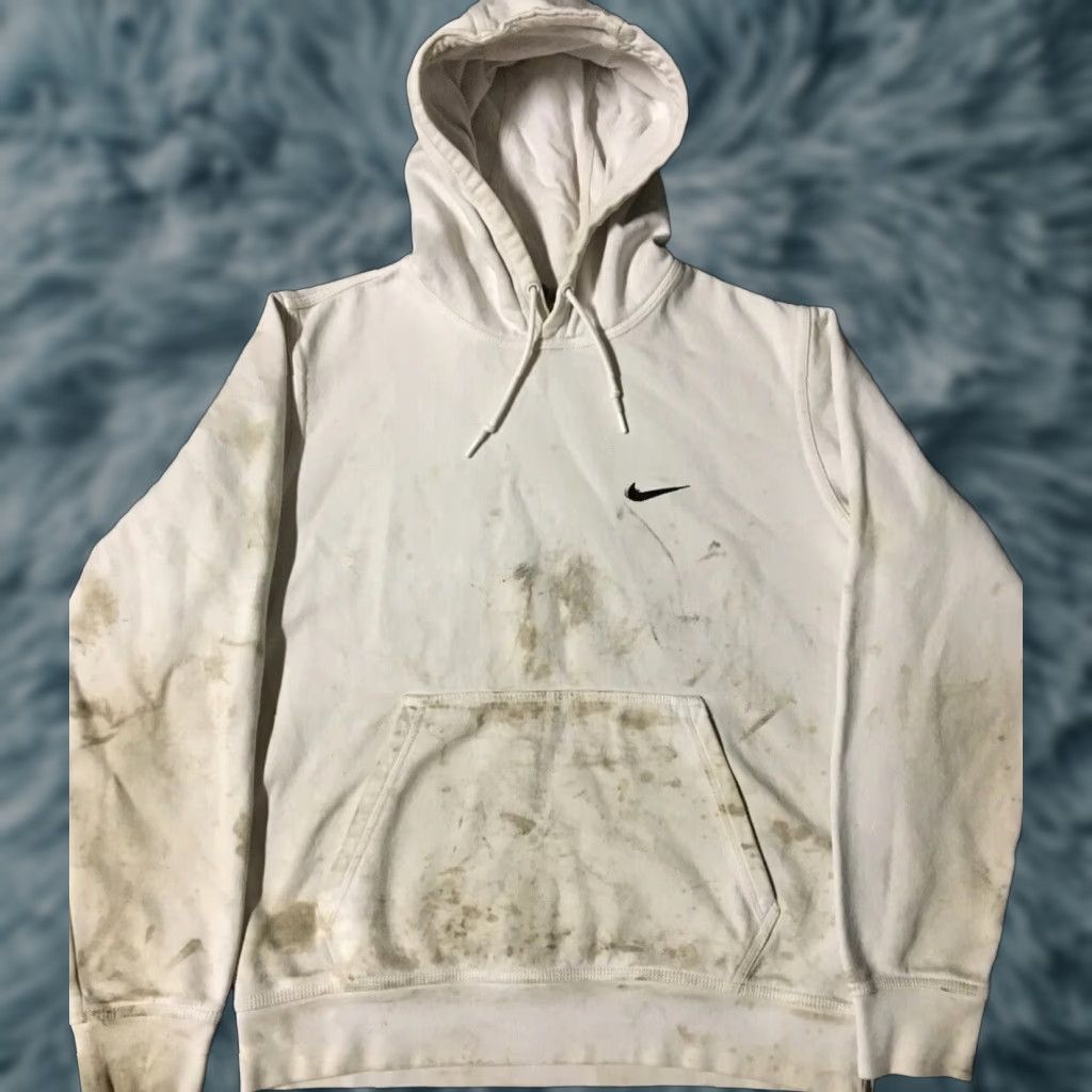 Nike VINTAGE Nike Swoosh Thrashed Faded Distressed Hoodie M White Mens Medium 90s Grunge Skate Fashion Retro USA Logo Size US M / EU 48-50 / 2 - 1 Thumbnail