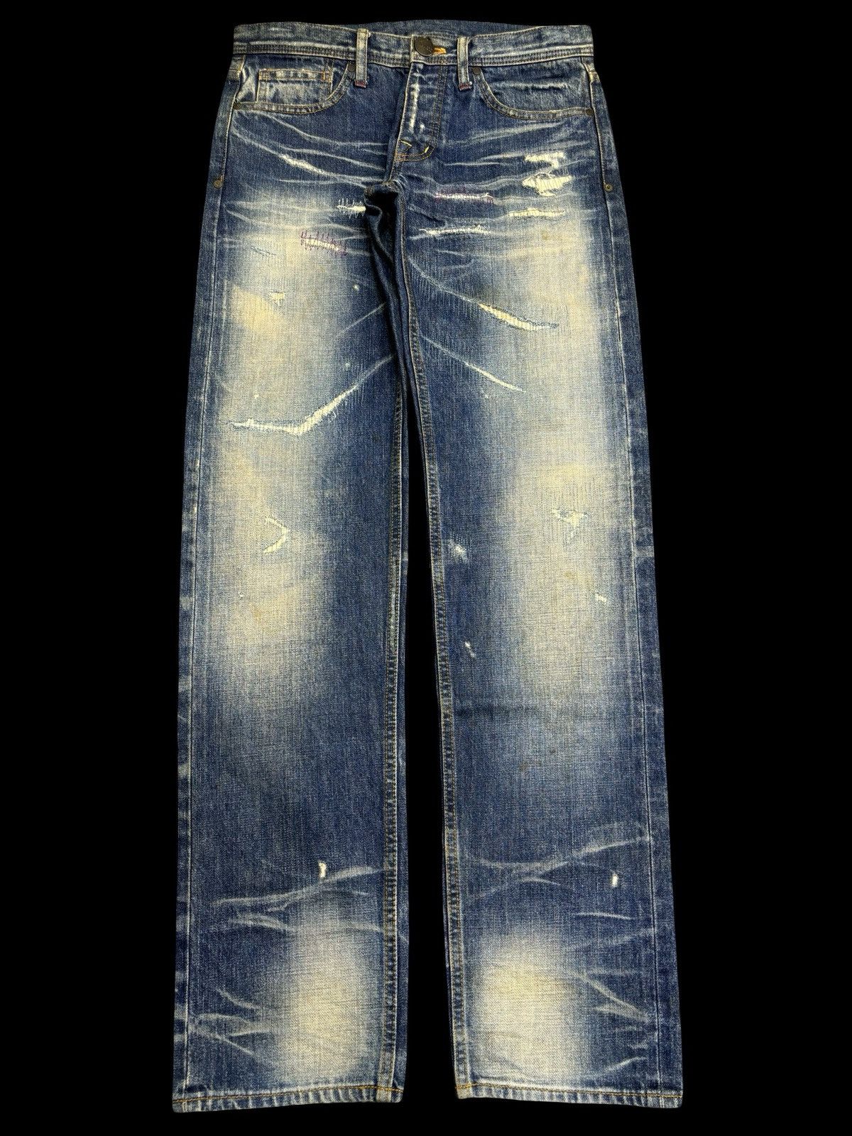 Japanese Brand 💥Sick💥BAGARCH Distressed Raw Stitch Selvedge Denim F543 Size US 31 - 1 Thumbnail