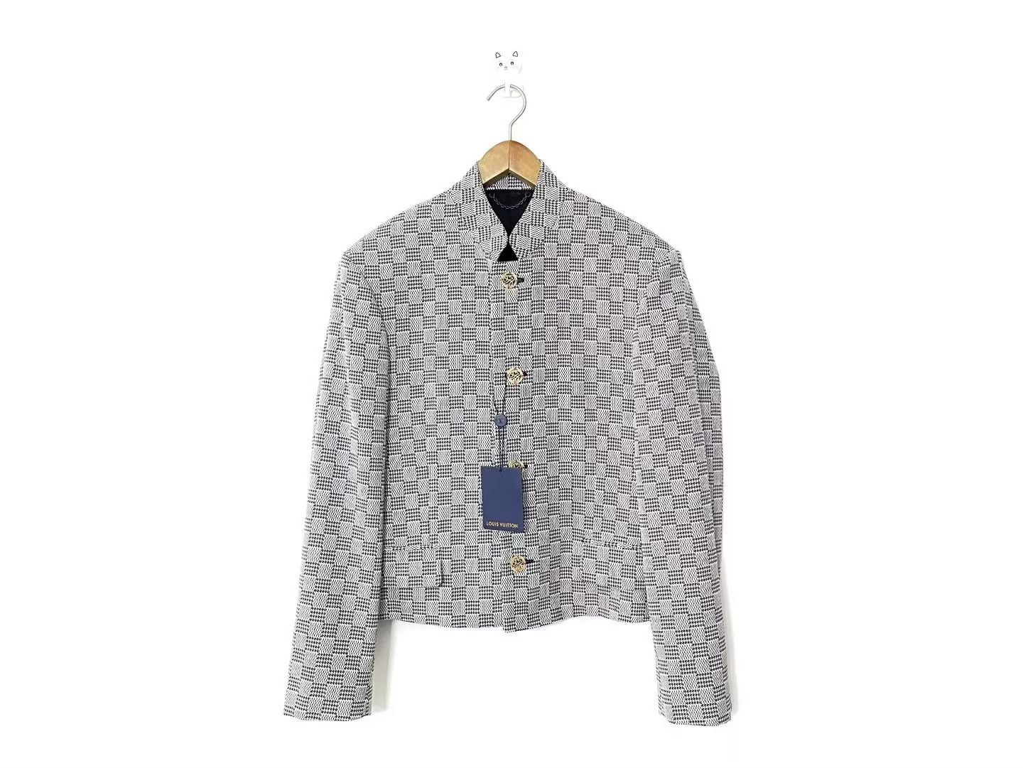 Louis Vuitton LV houndstooth crystal button wool blazer jacket runway 48 Size US M / EU 48-50 / 2 - 1 Thumbnail