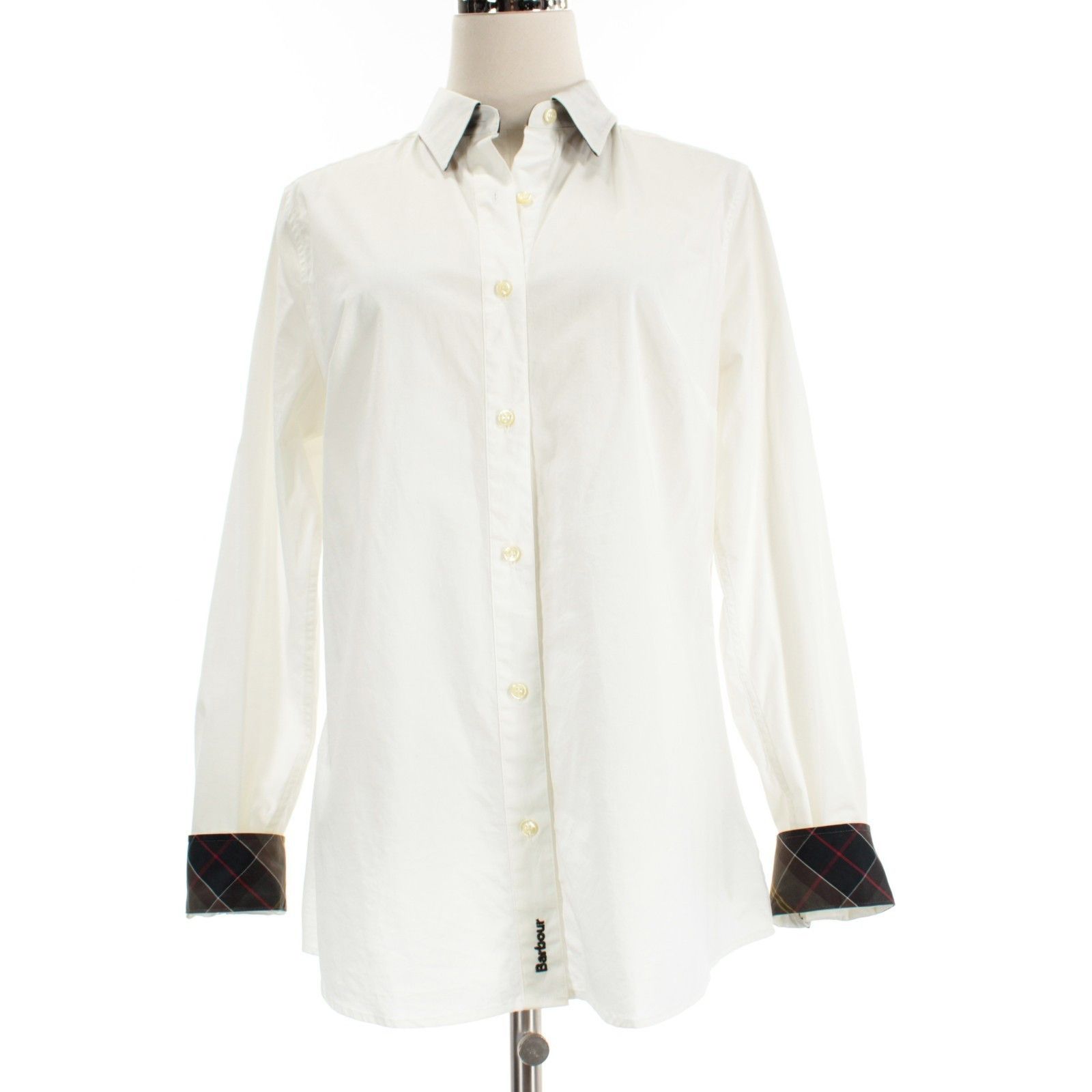 Barbour Barbour White Cotton Blend Long Sleeve Blouse Size 10 US Size L / US 10 / IT 46 - 2 Thumbnail