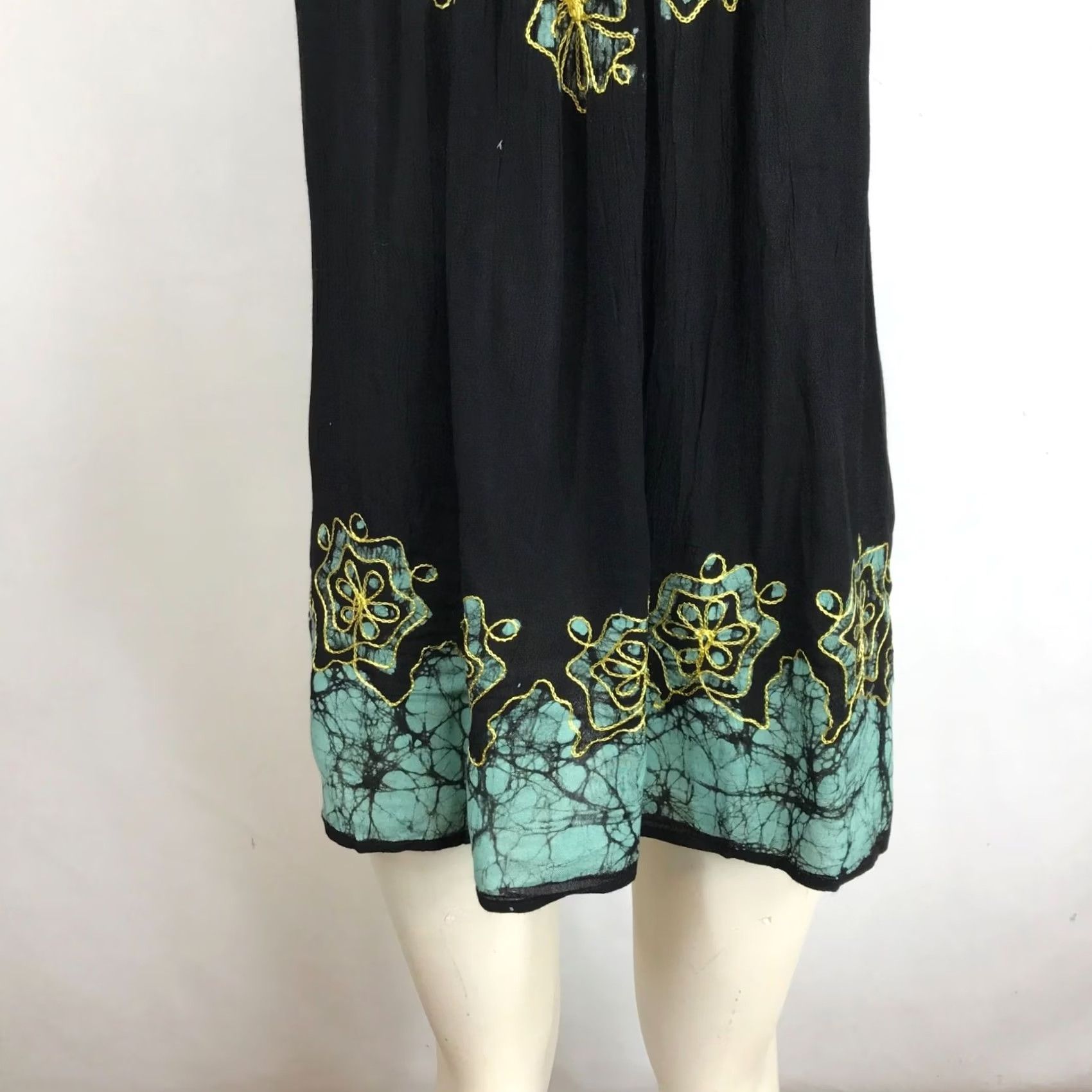 Vintage Sakkas Woman's Free Size Black/Mint Sleeveless V-Neck 100% Cotton Top Blouse Shirt Womens Adjustable Size One Size Casual Floral Summer Size ONE SIZE - 3 Thumbnail
