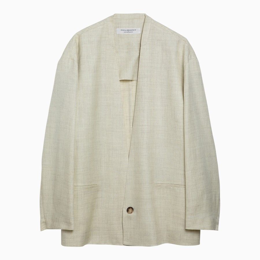 Philosophy di Lorenzo Serafini o1d2blof0924 Single-breasted Jacket in Light Yellow Size S / US 4 / IT 40 - 1 Thumbnail