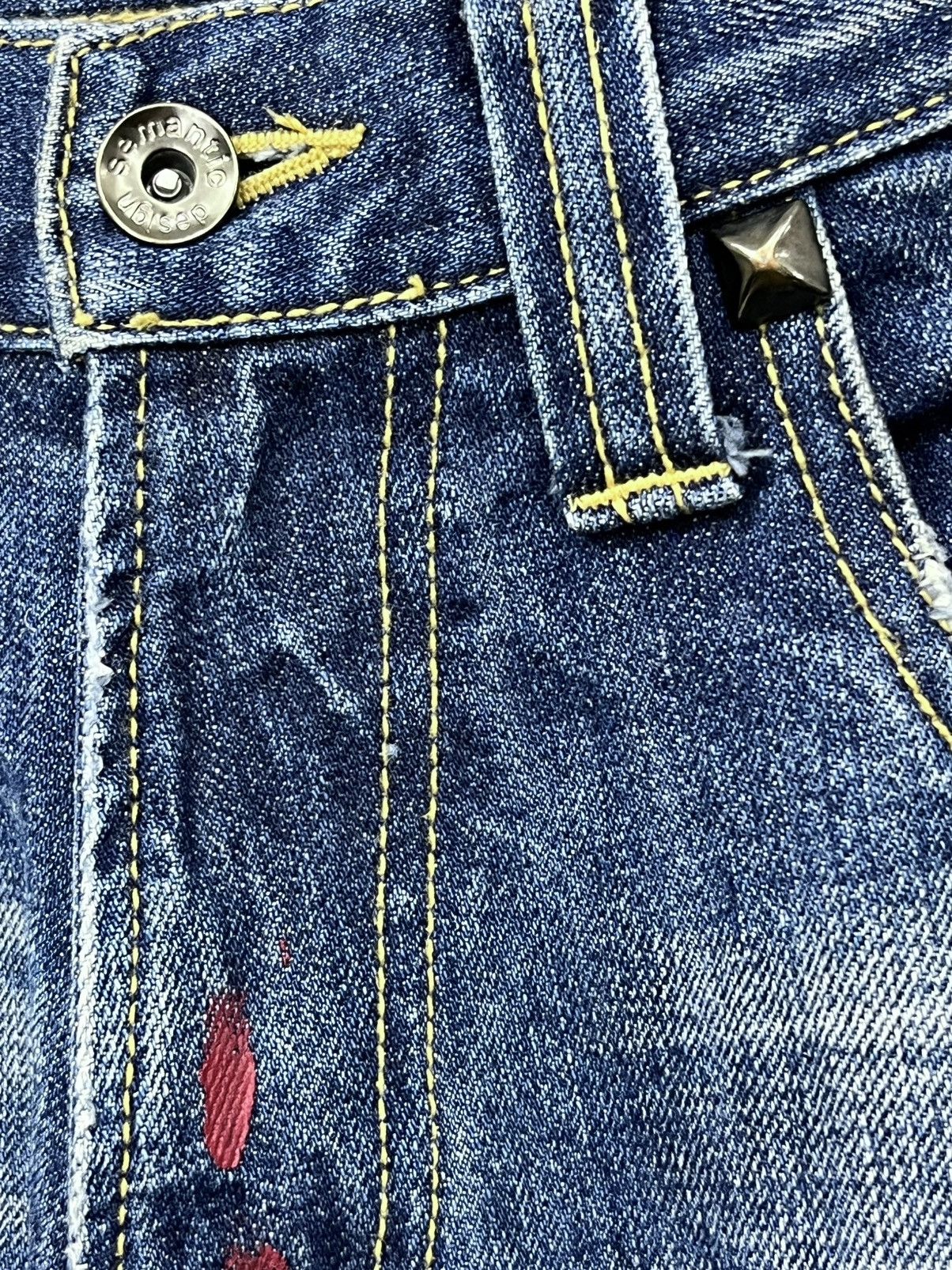 semanticdesign 🔥SEMANTIC DESIGN Paint Splatter Grunge Studded Flare Denim Size US 31 - 11 Thumbnail