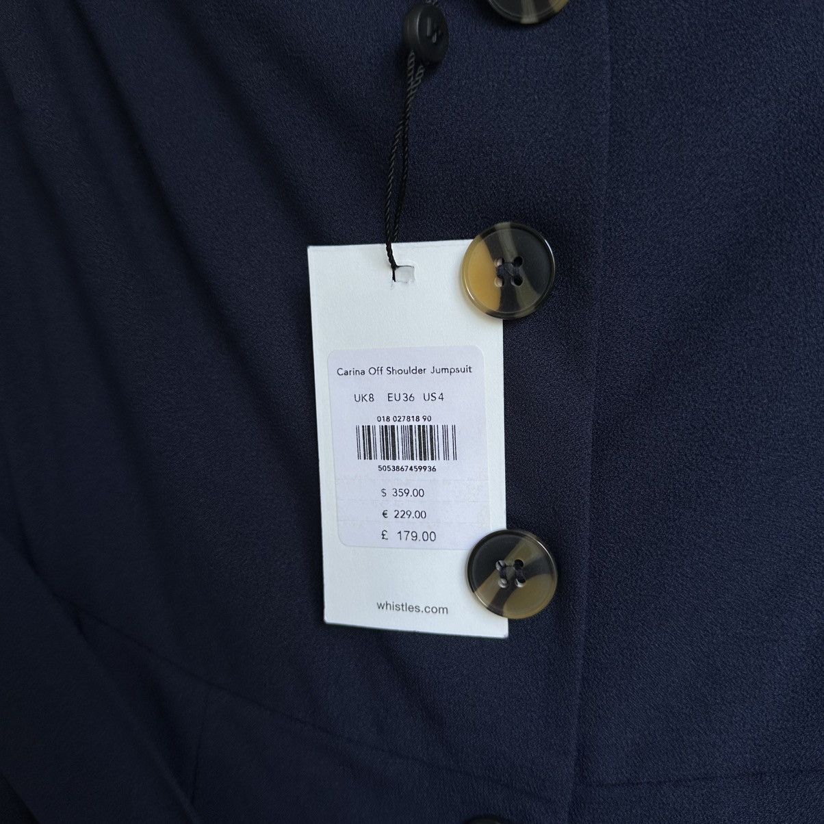 Whistles Whistles Navy Carina Jumpsuit Off Shoulder Crop Wide Leg Size XS / US 0-2 / IT 36-38 - 7 Thumbnail