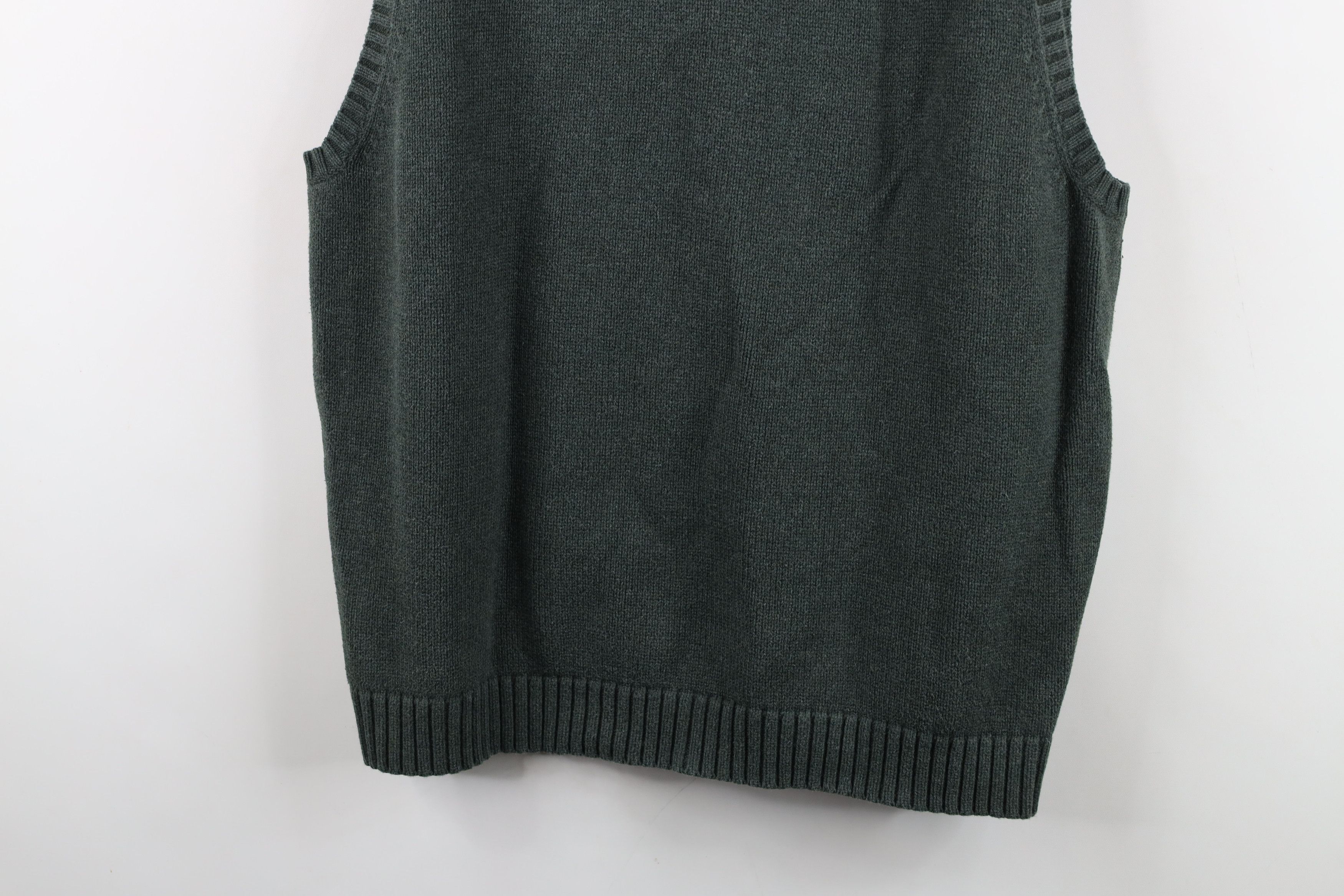 L.L. Bean Vintage 90s LL Bean Cotton Knit V-Neck Sweater Vest Green Size US L / EU 52-54 / 3 - 11 Thumbnail