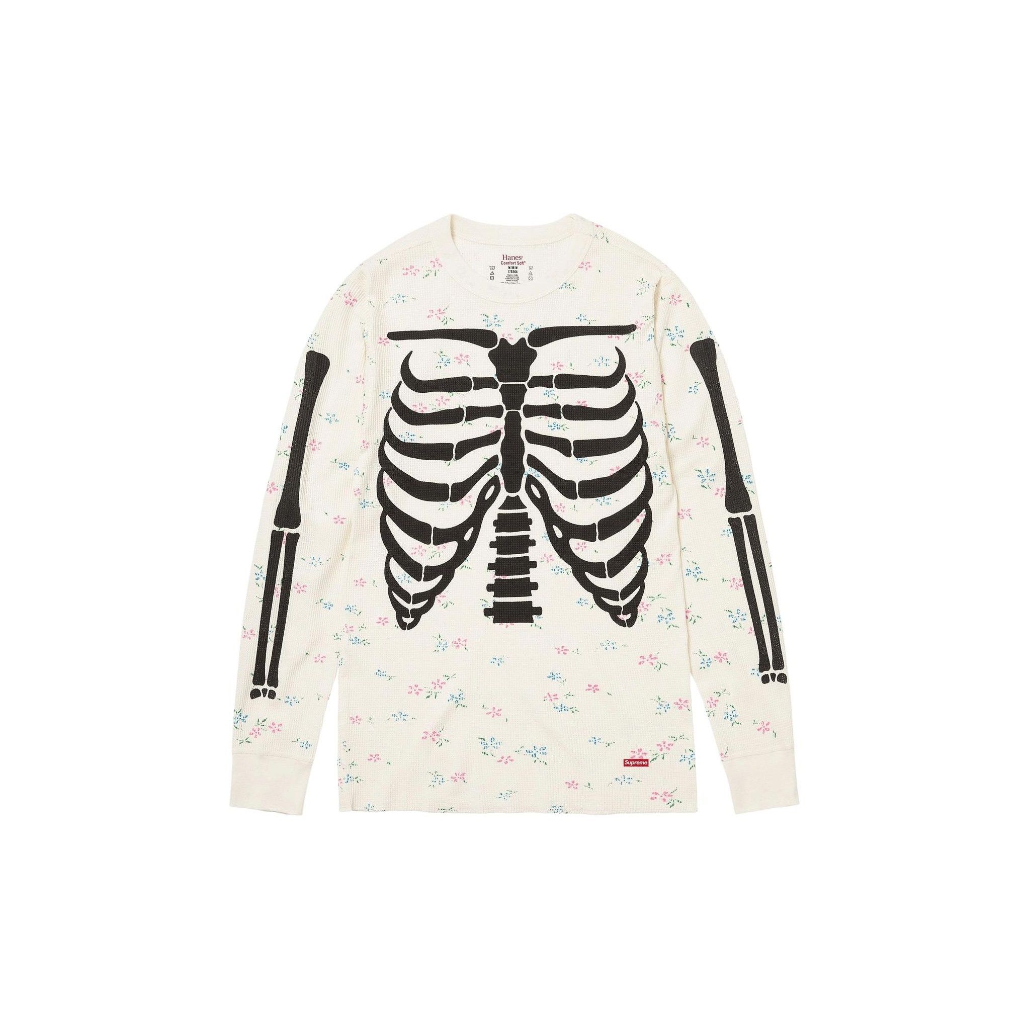 Supreme Supreme x Hanes Skeleton Floral Thermal Long Sleeve Tee Size Size US M / EU 48-50 / 2 - 1 Thumbnail