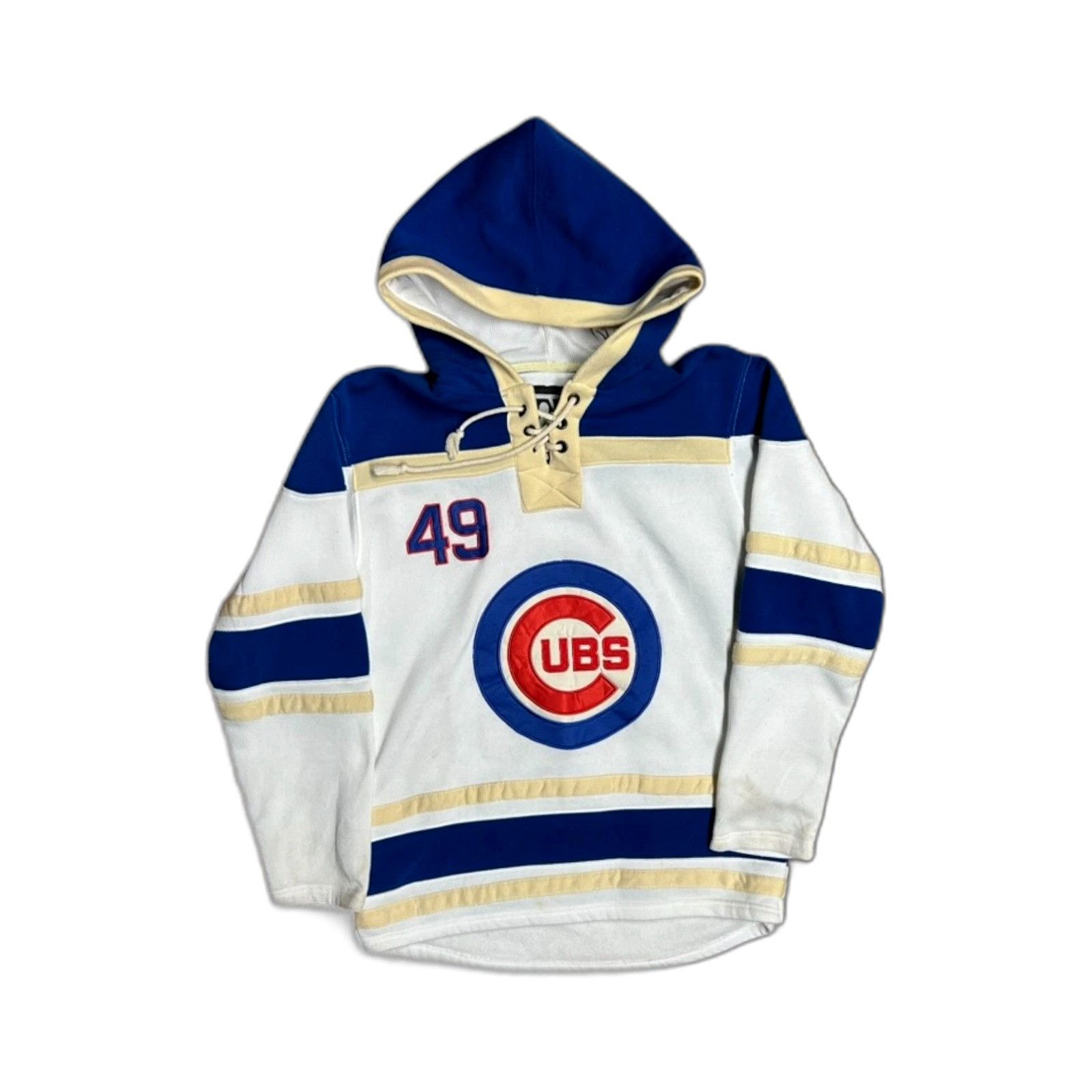 Vintage Cubs Chicago Baseball Lace Up Pullover Hoodie Sweatshirt *No Size US M / EU 48-50 / 2 - 1 Thumbnail